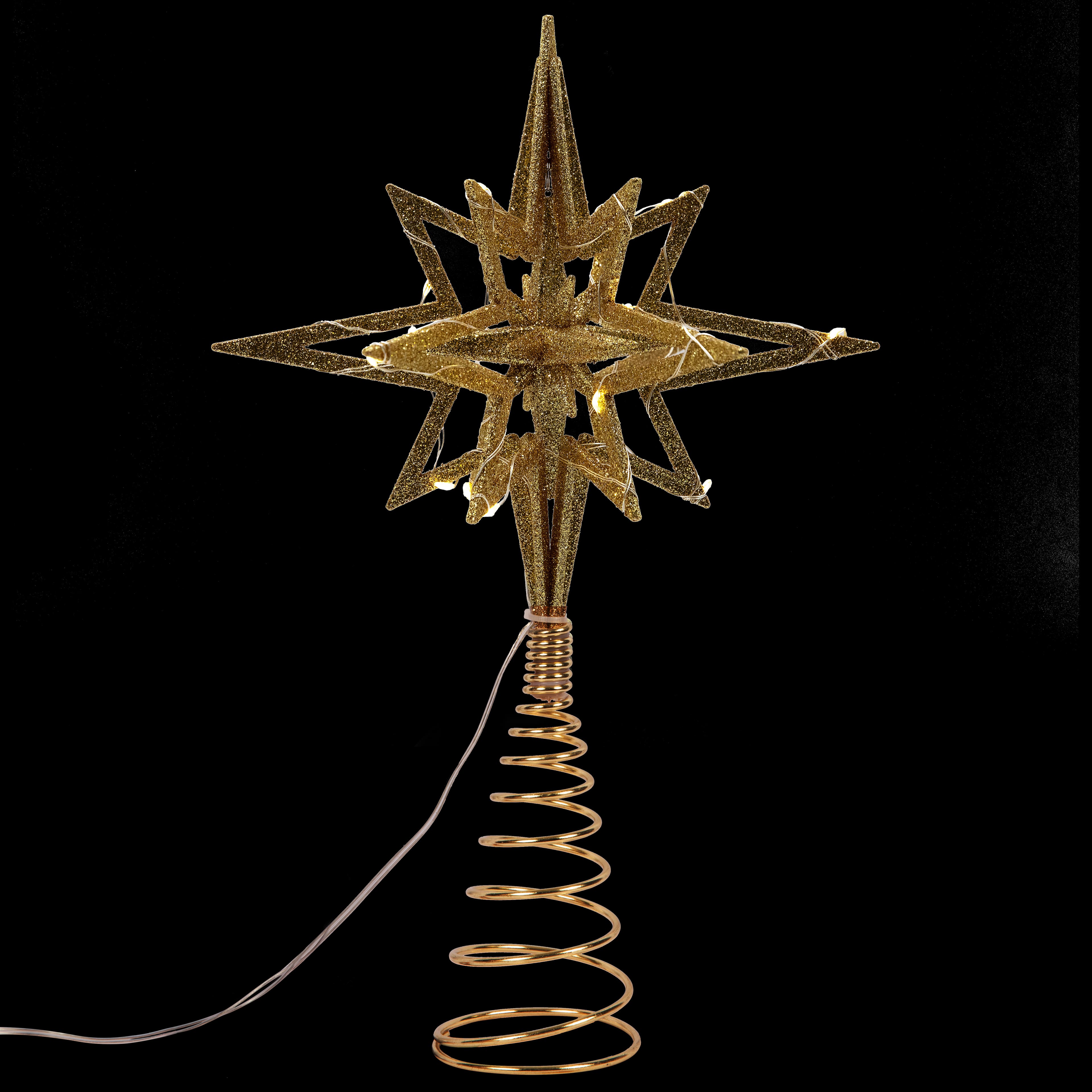 15ct. Warm White LED Gold Glitter 3D Tree Topper by Ashland&#xAE;