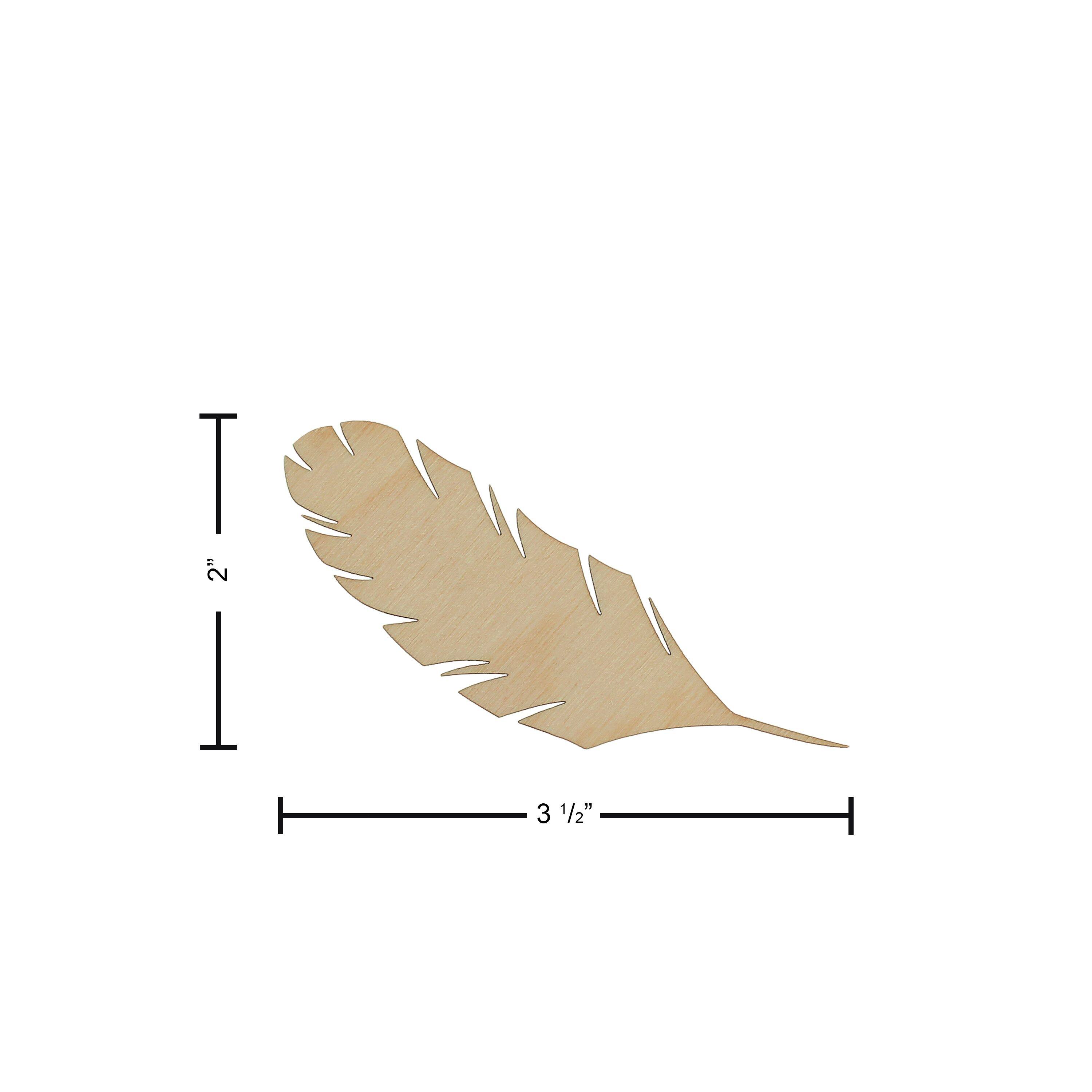 Essentials by Leisure Arts 24 Pack 1.13&#x22; x 3.75&#x22; Feather Flat Wood Shape