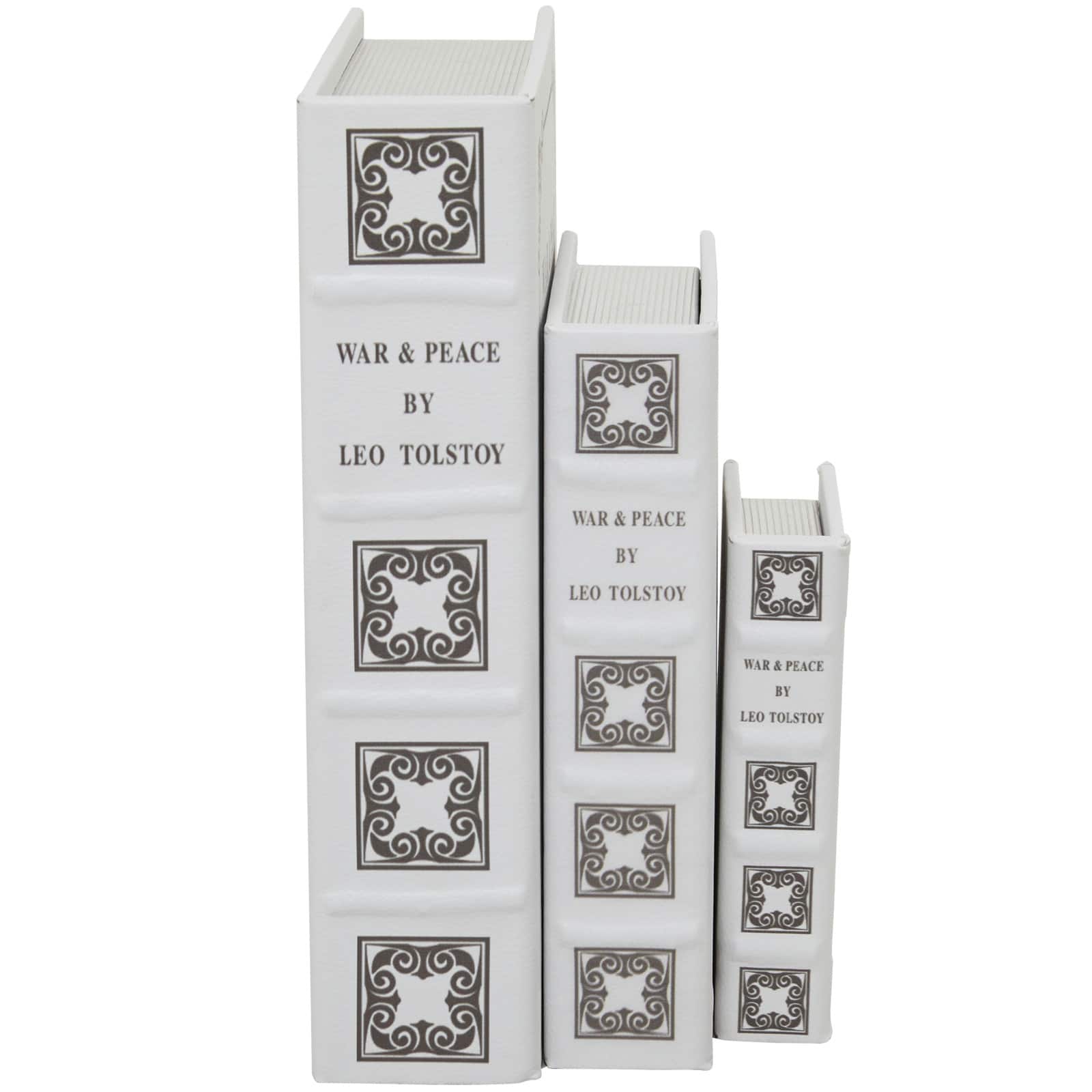 Off White Faux Leather Faux Book Box Set