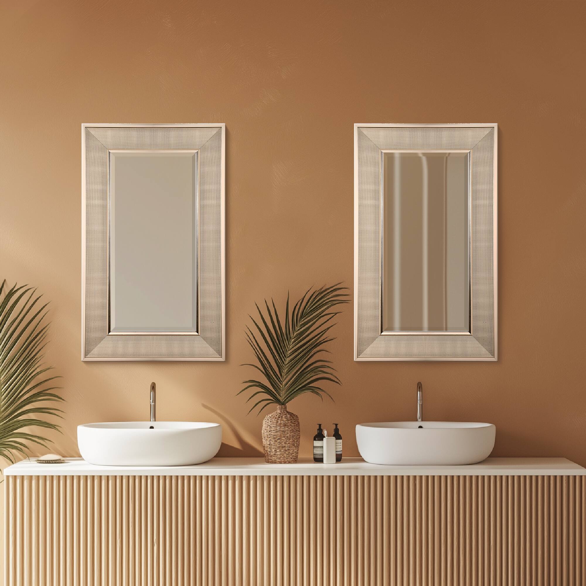 Head West Pave Brushed Nickel Stylish Bathroom & Wall Mirror