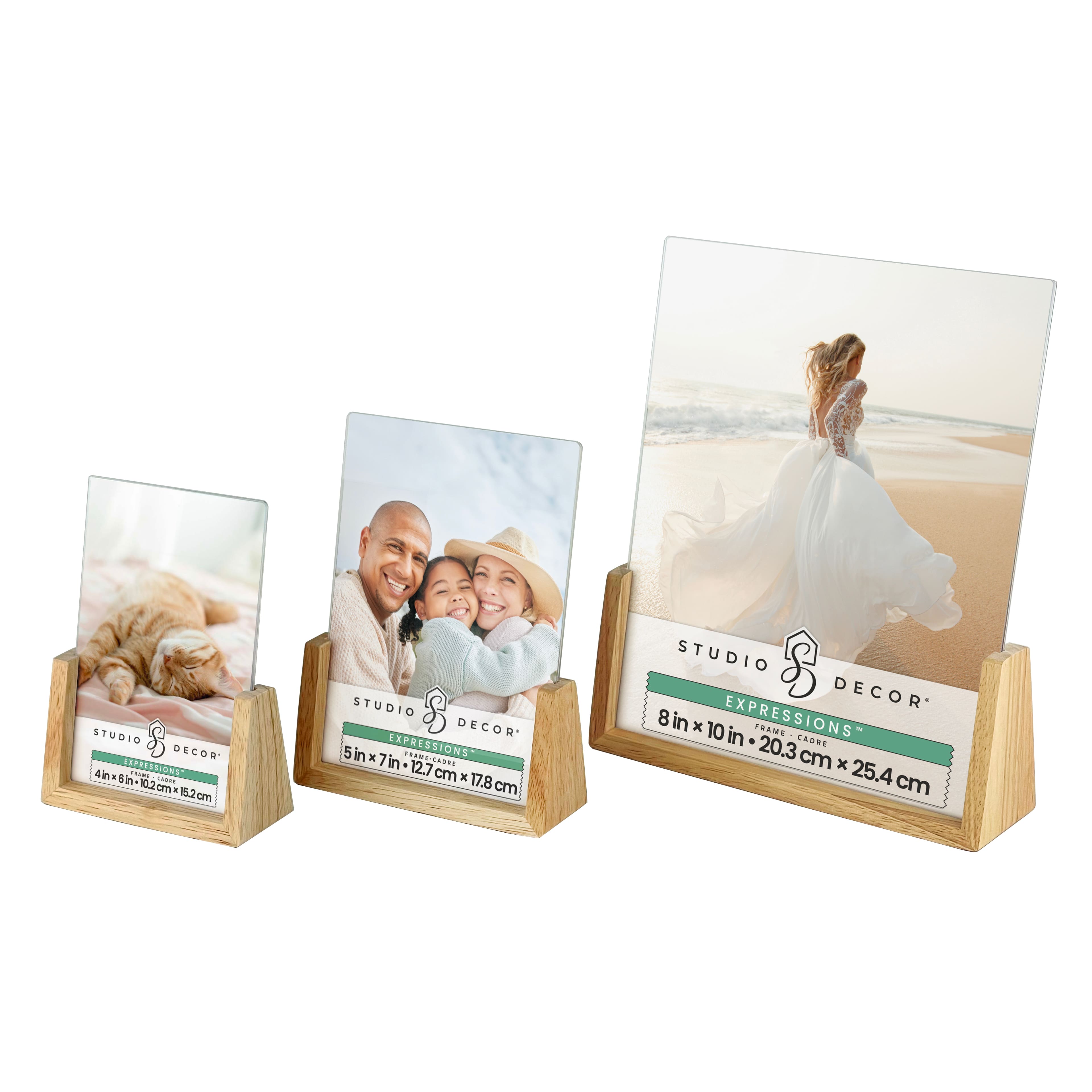 Expressions&#x2122; Clear Acrylic Frame with Wood Base by Studio D&#xE9;cor&#xAE;