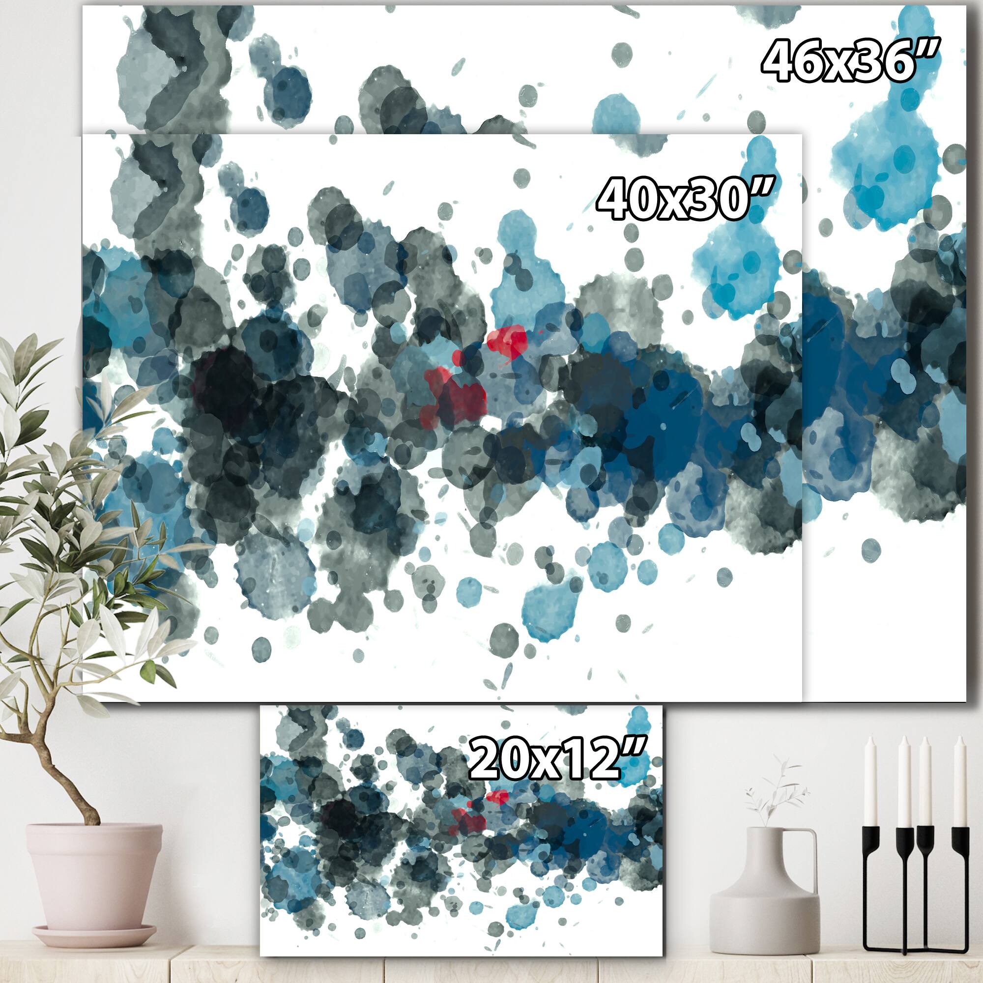 Designart - Explosion Of Oil Paint In Drops Of Black And Blue