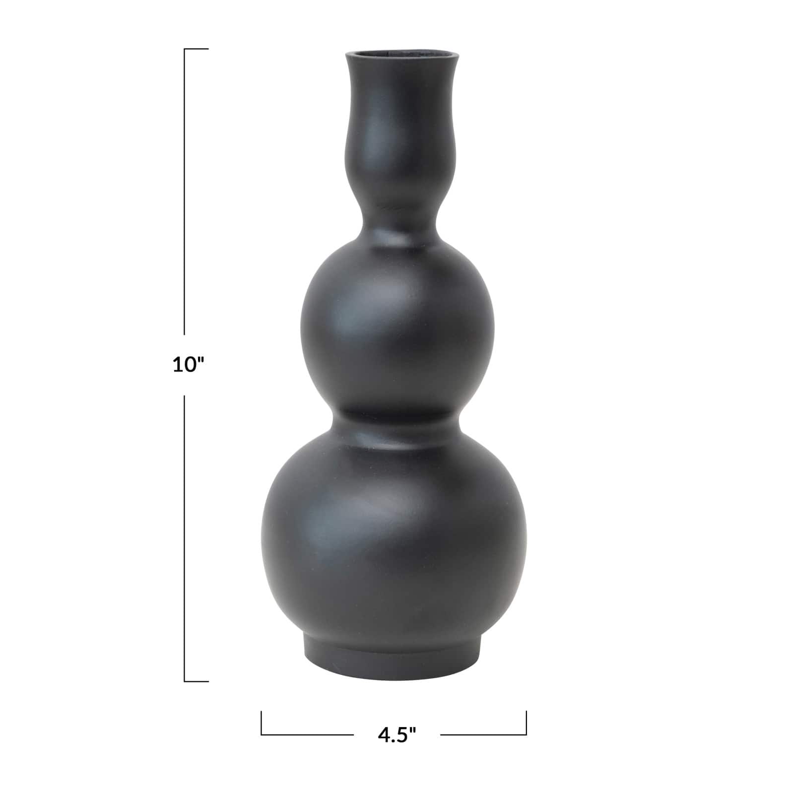 10&#x22; Matte Black Sculptural Aluminum Vase