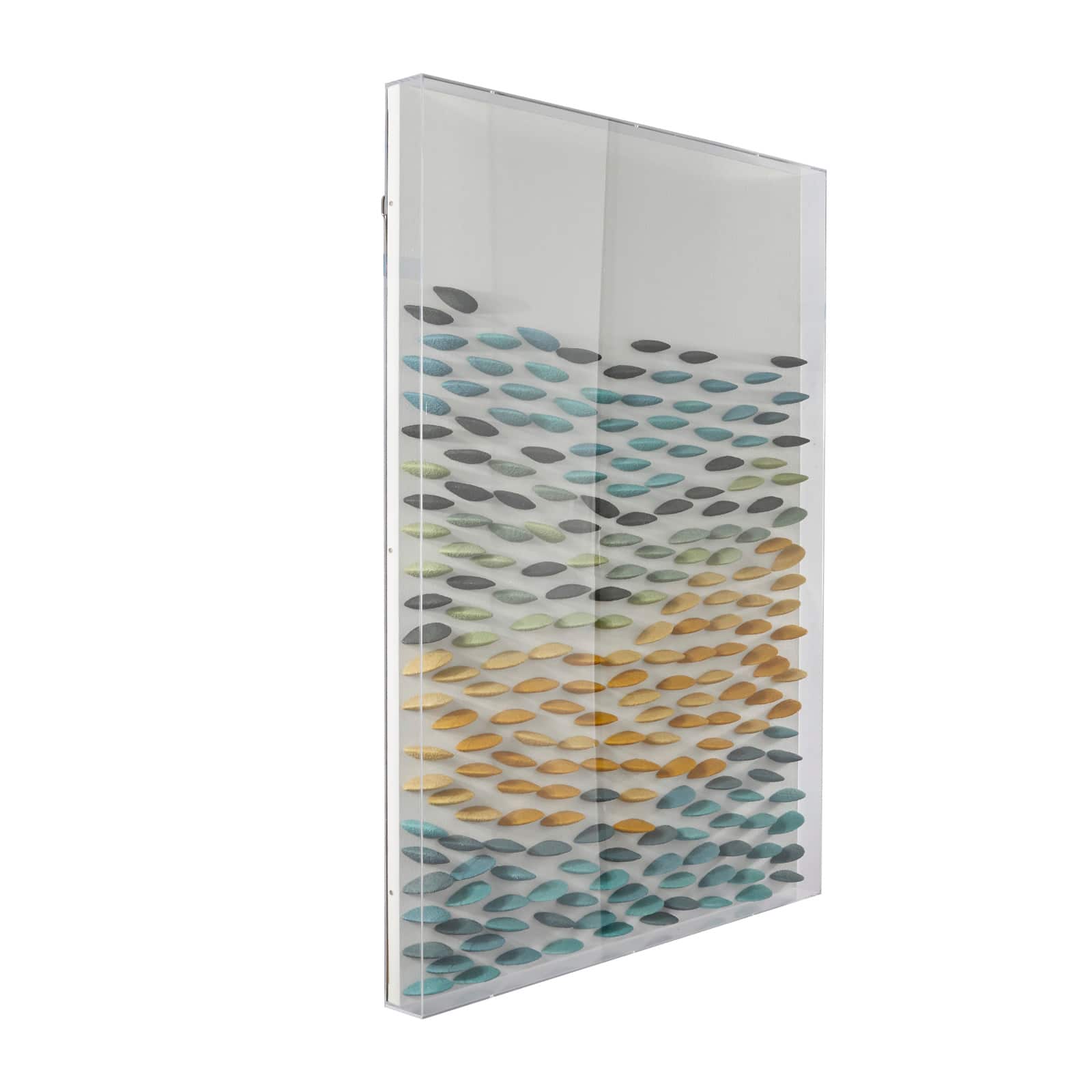 Blue Acrylic 3D Waves Geometric Shadow Box with Clear Frame 30&#x22; x 3&#x22; x 40&#x22;