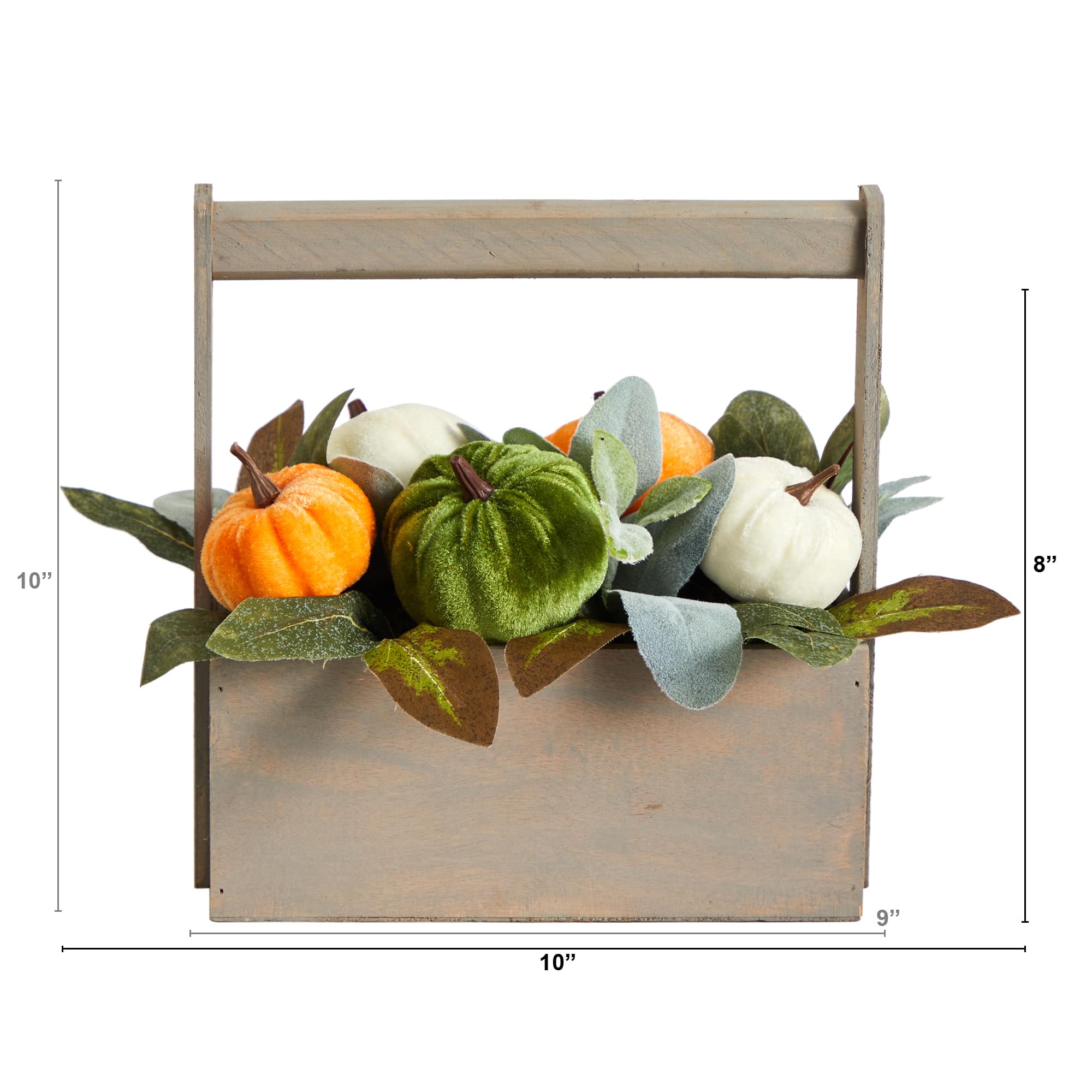 10&#x22; Pumpkin Autumn Arrangement In Wood Basket