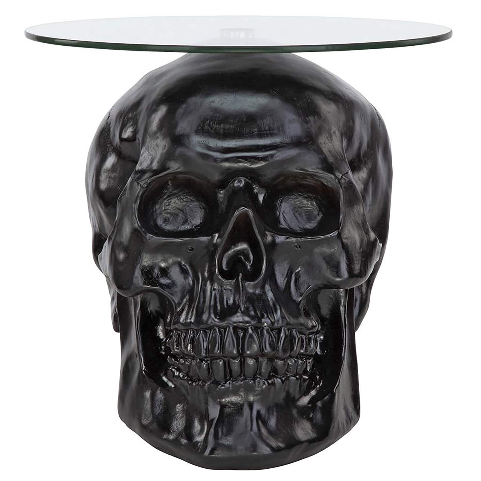Design Toscano 19.5&#x22; Lost Souls Gothic Black Skull Glass-Topped Table