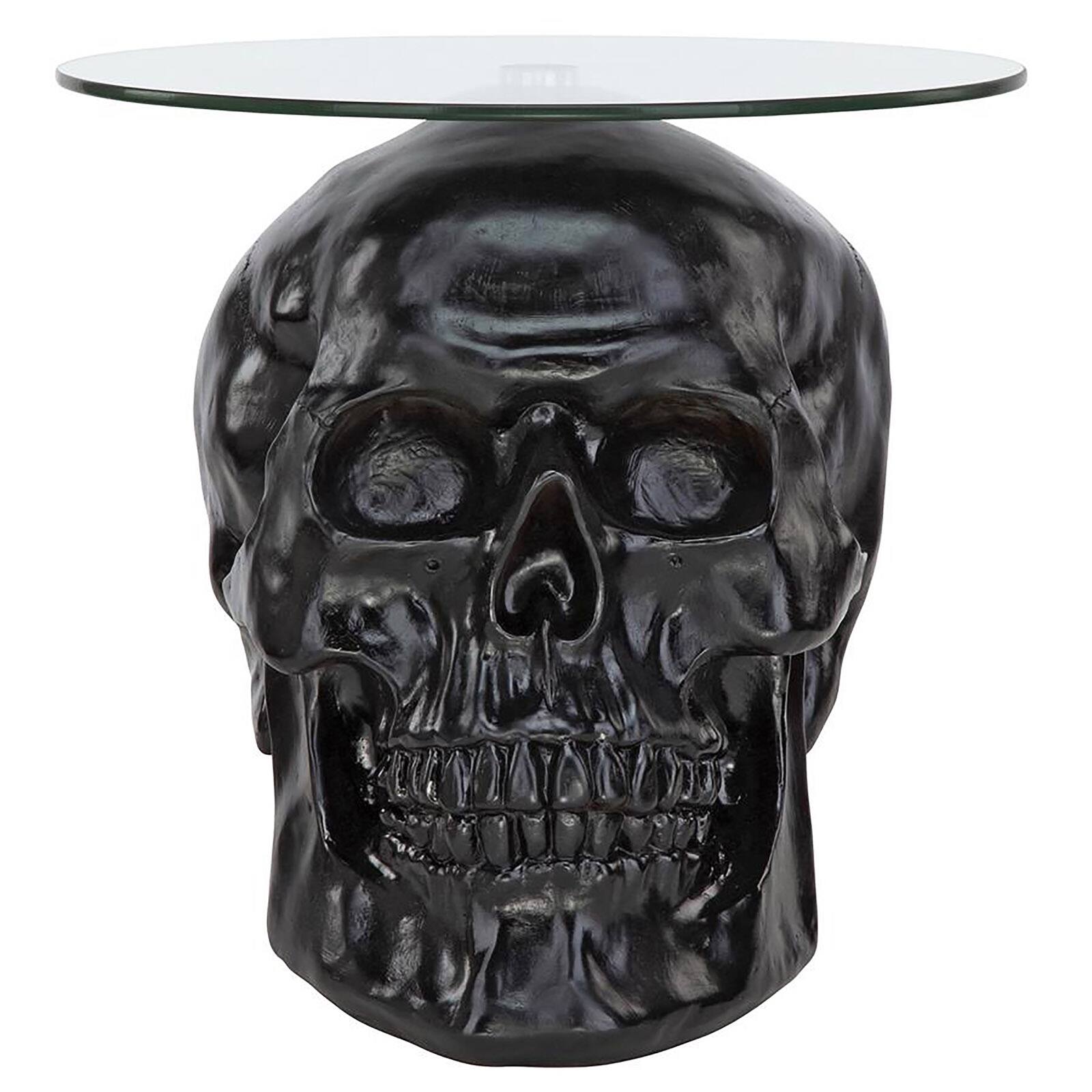 Design Toscano 19.5" Lost Souls Gothic Skull Glass-Topped Table