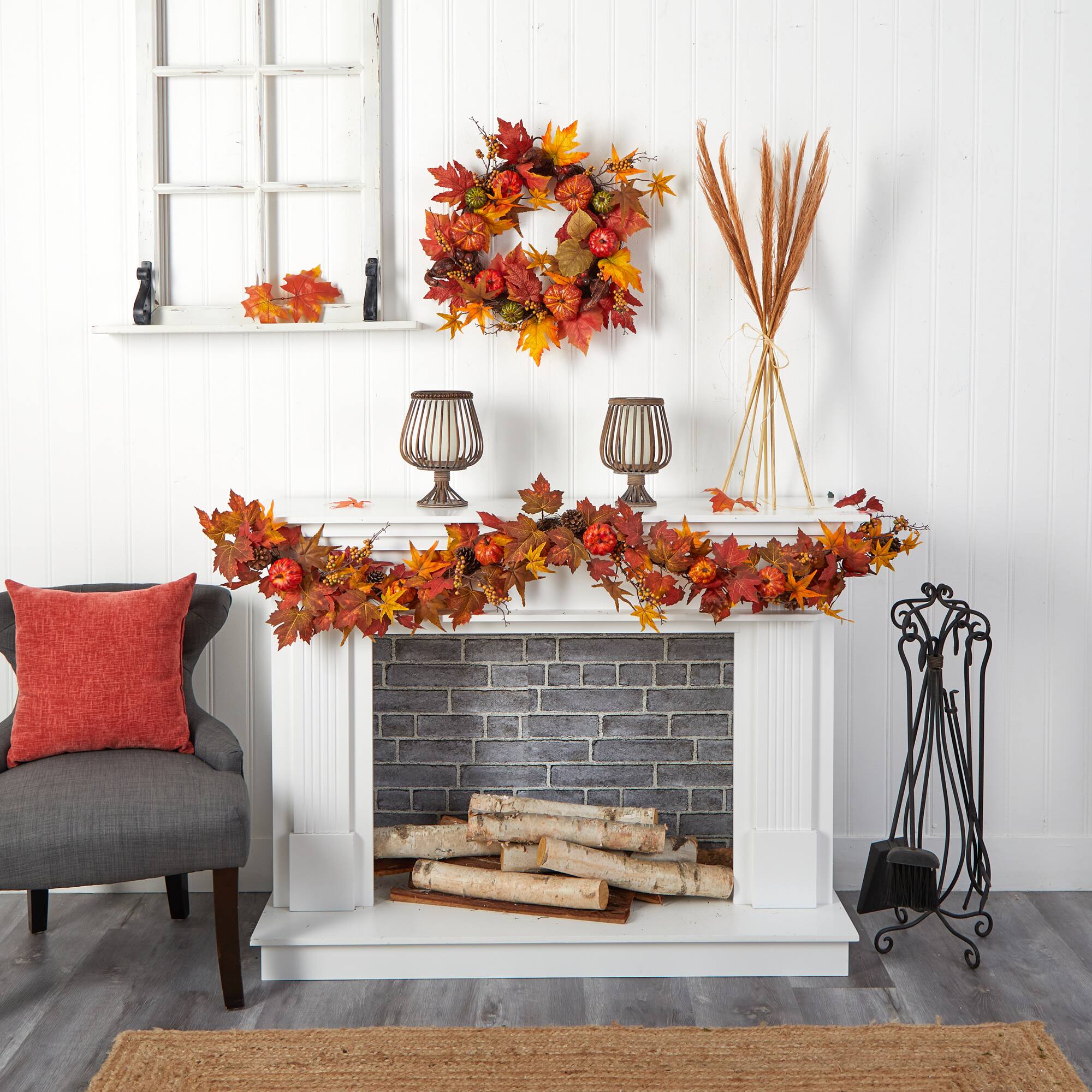 6ft. Autumn Maple Leaf, Pumpkin, Gourd & Berry Fall Garland