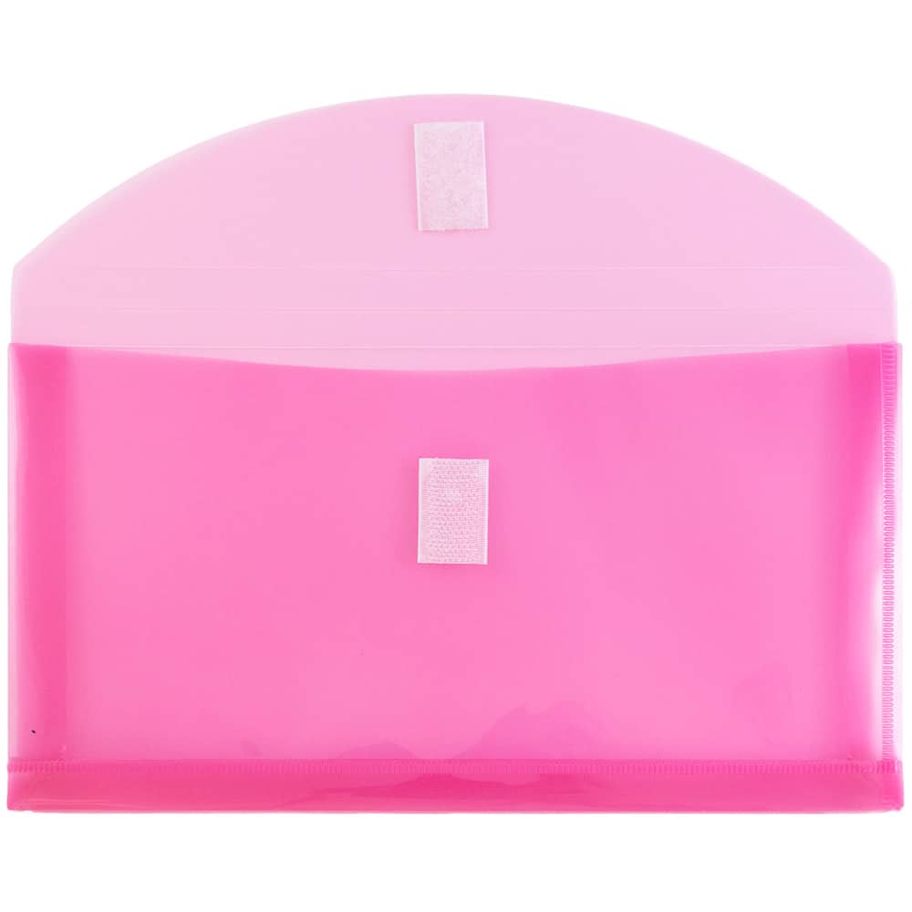 JAM Paper Fuchsia Pink Clear Pencil Pouches with Hook & Loop Closure, 12ct.