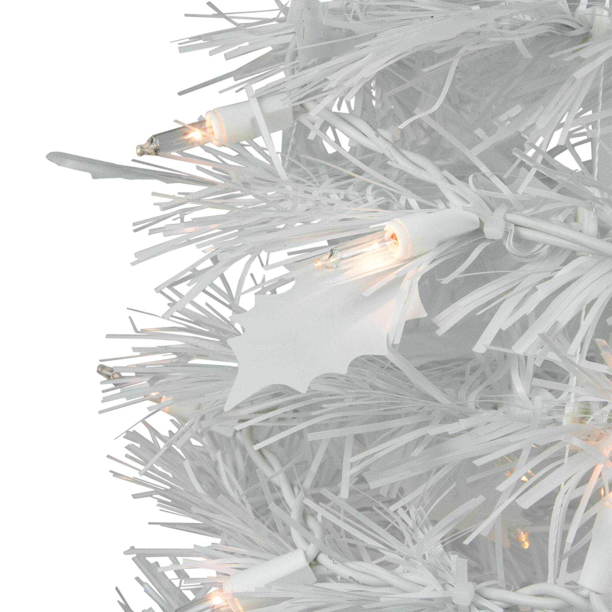 6ft. Pre-Lit White Tinsel Pop-Up Artificial Christmas Tree, Clear Lights