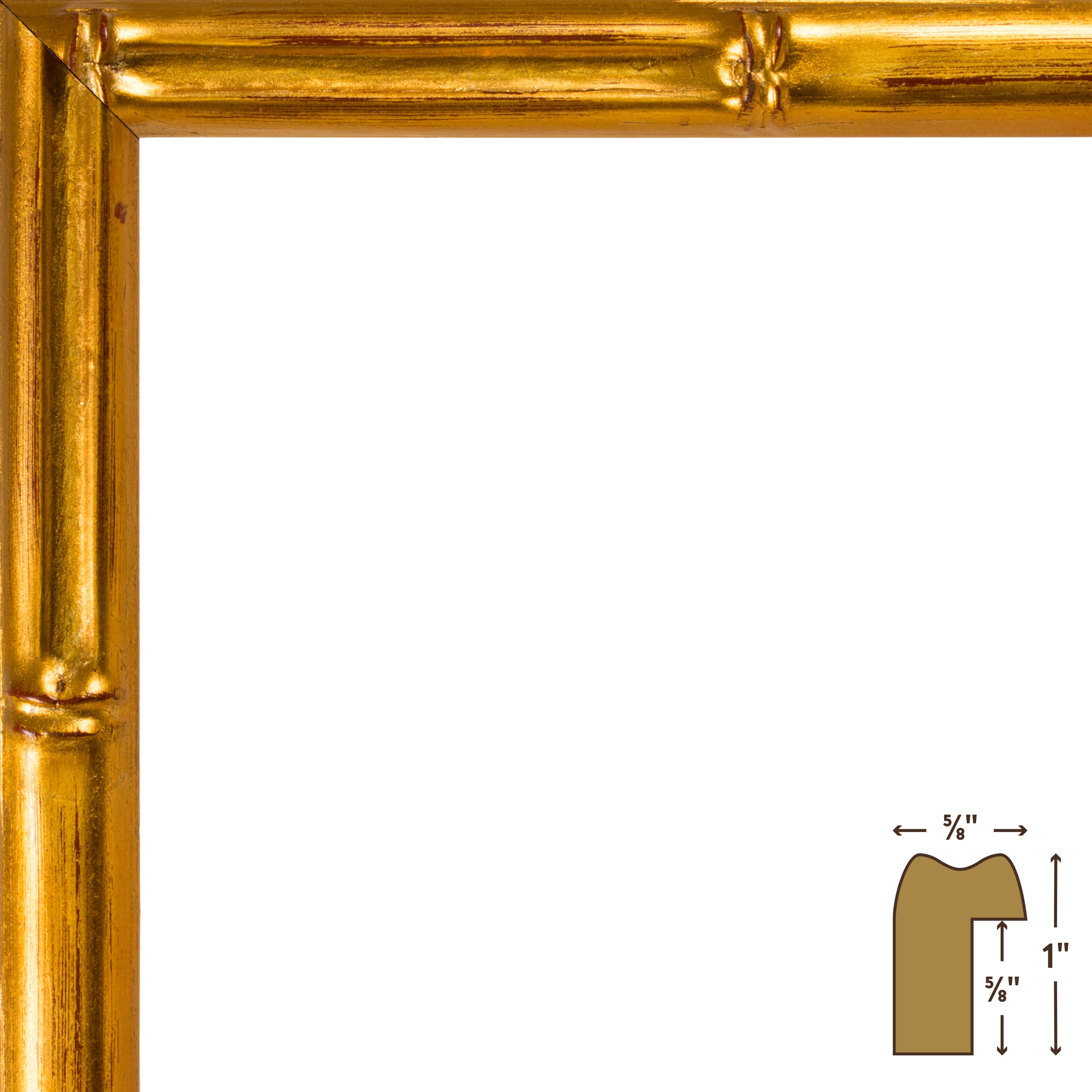 Craig Frames Vintage Bamboo Brushed Gold Picture Frame with Mat