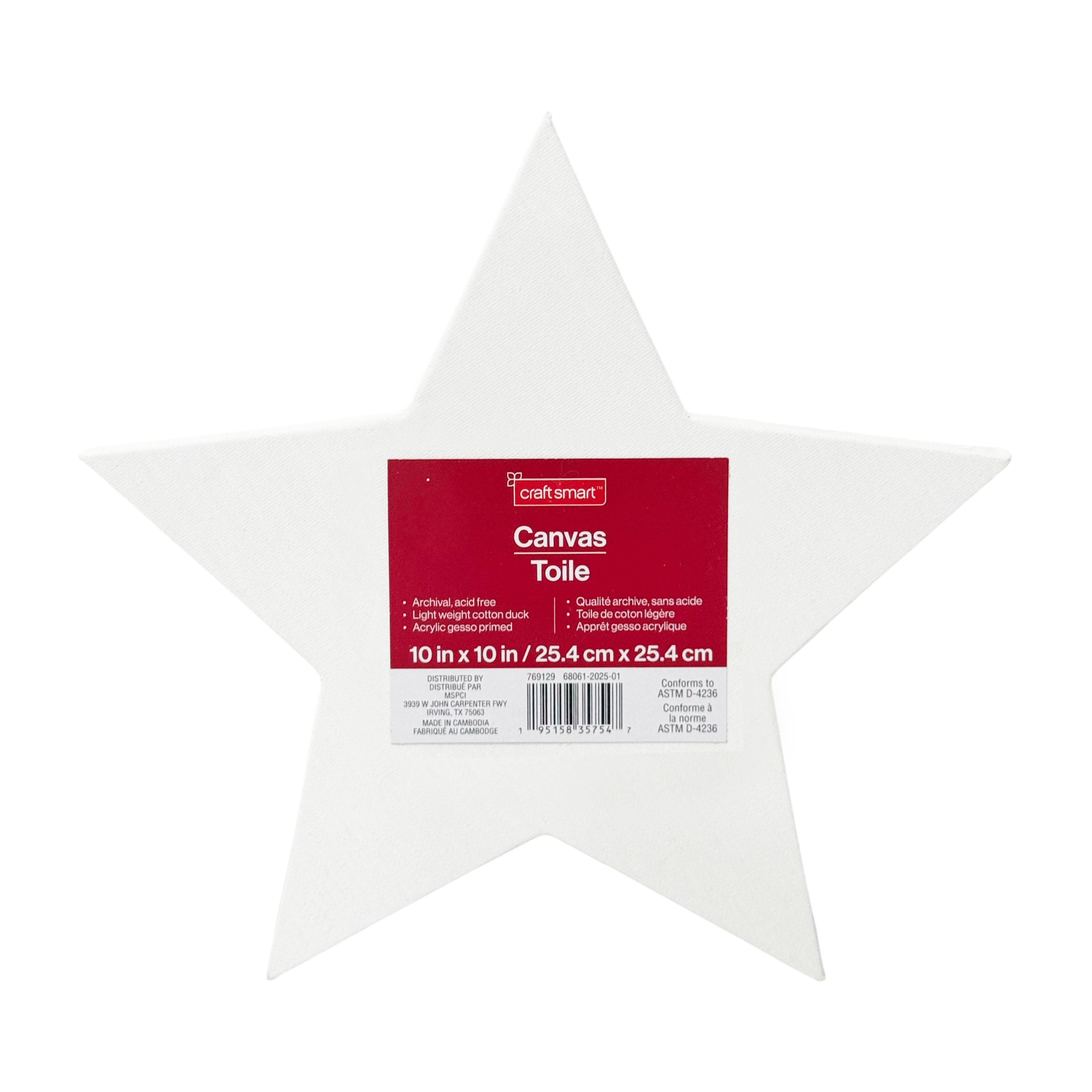 10&#x22; x 10&#x22; White Star Cotton Duck Canvas by Craft Smart&#x2122;