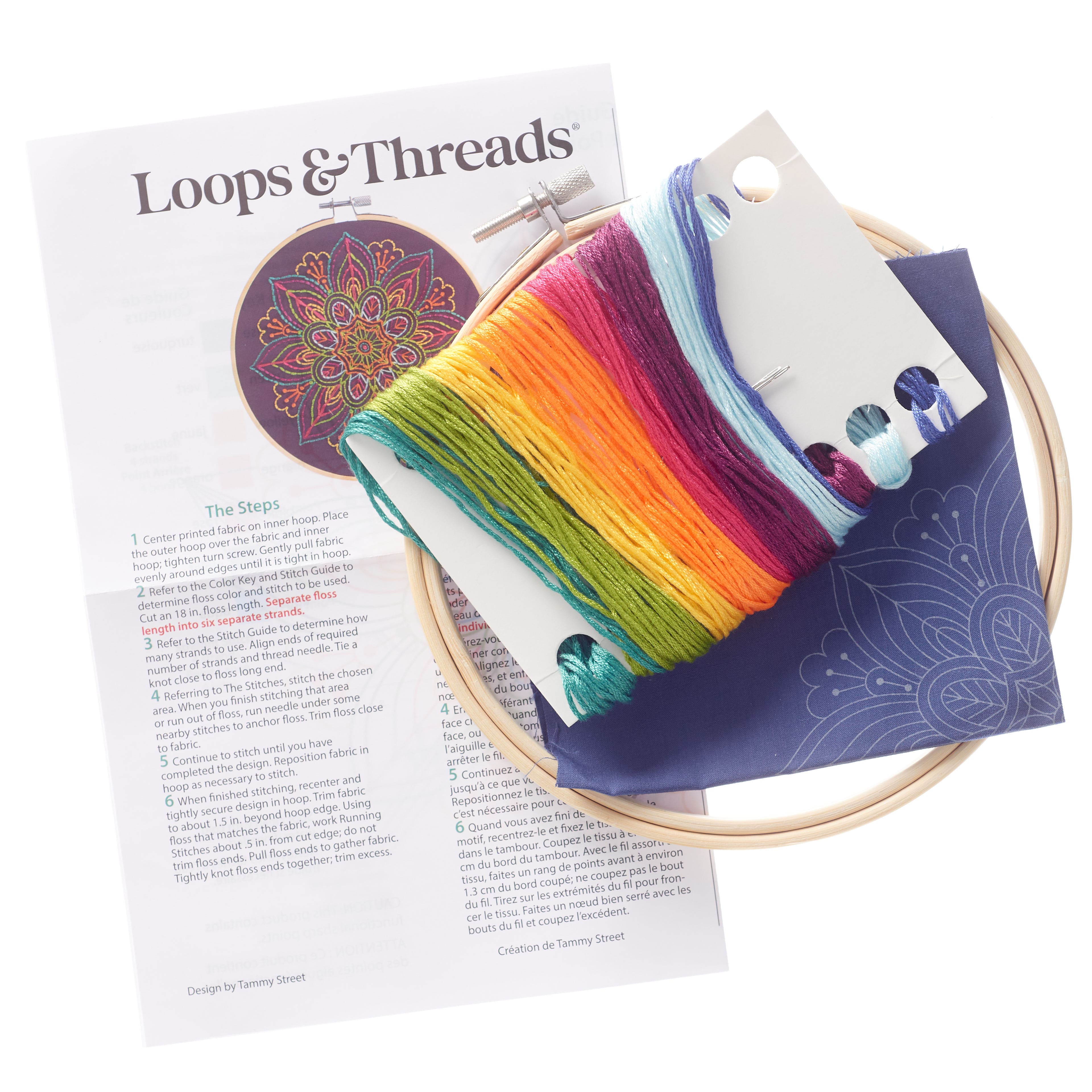 6" Neon Mandala Embroidery Kit by Loops & Threads®