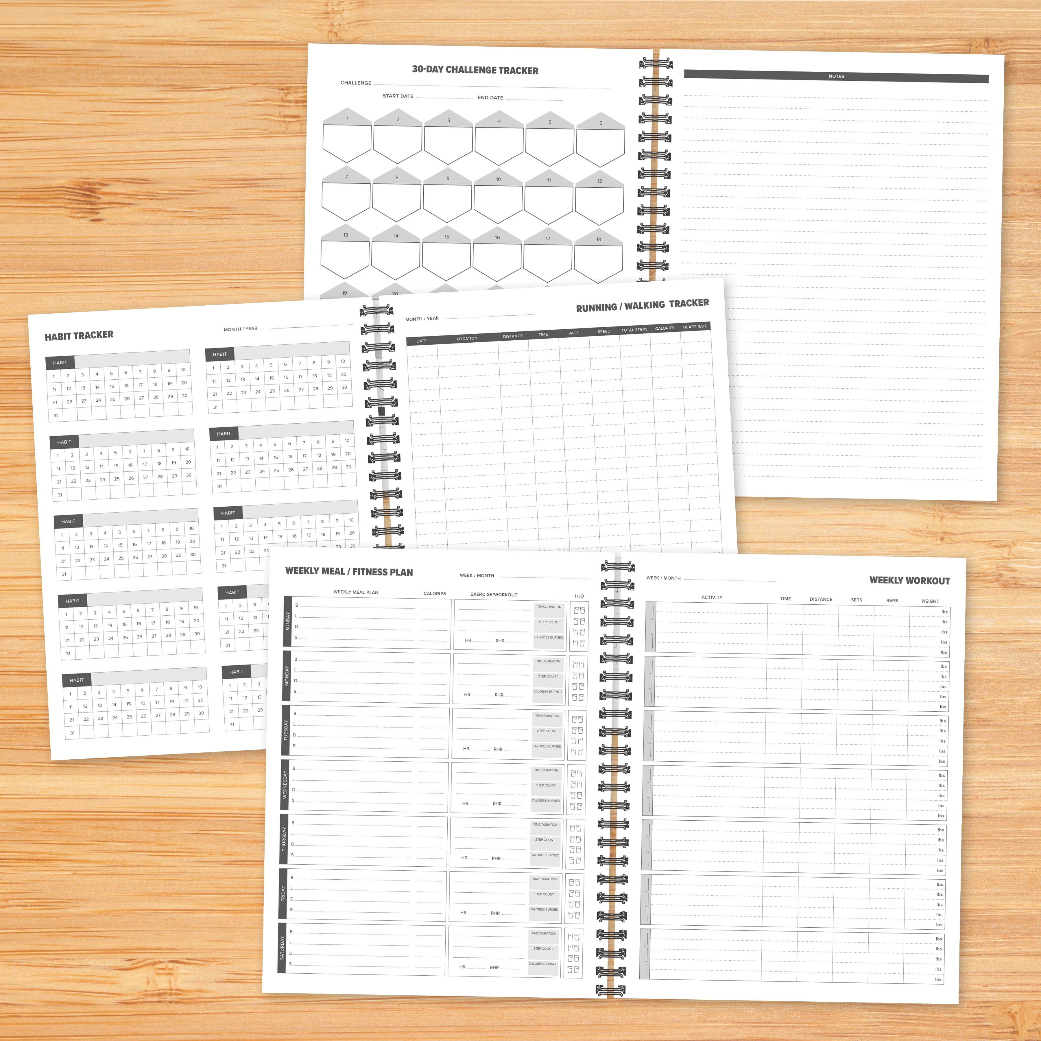 Fitness Undated Monthly Spiral Planner