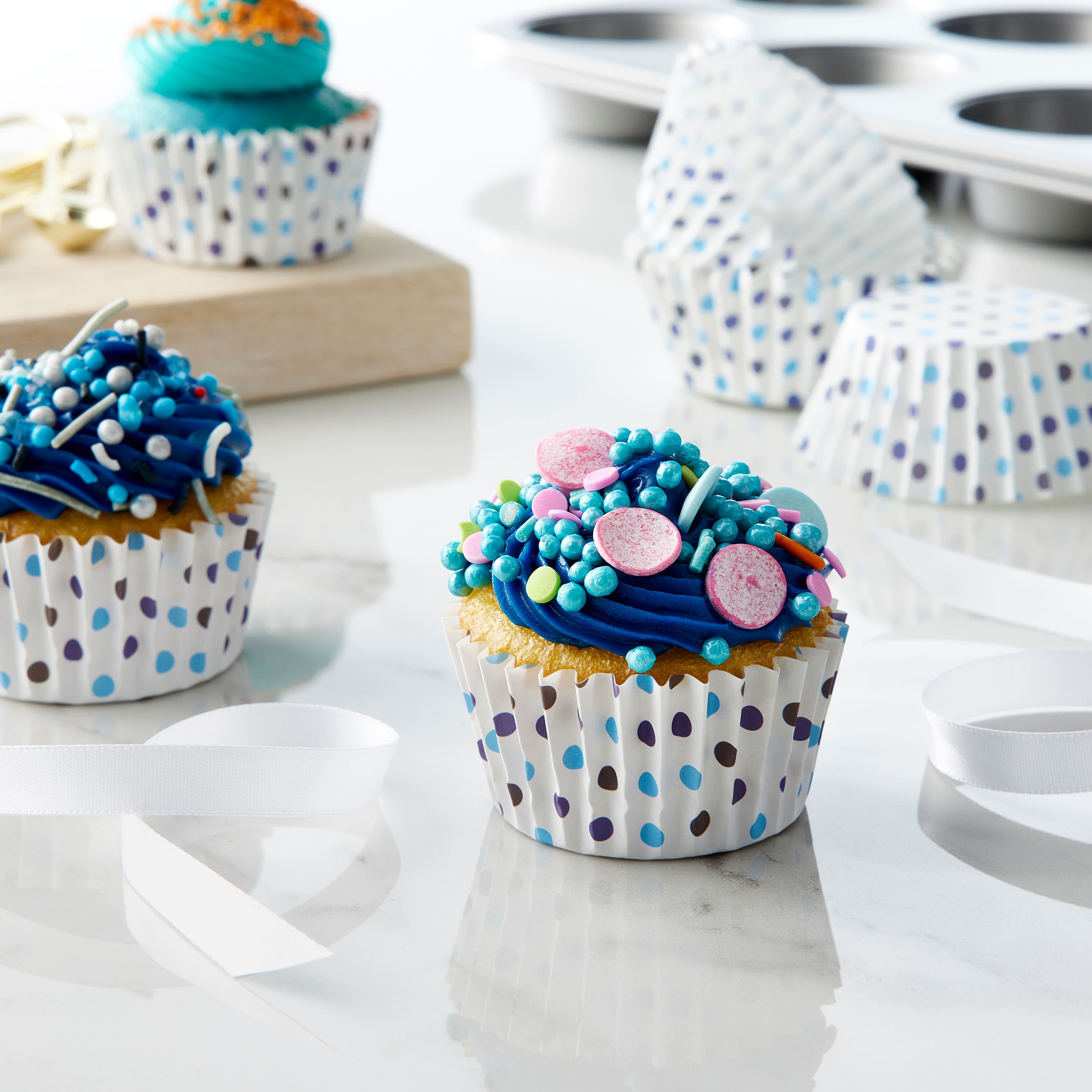 Multi Blue Polka Dot Grease Resistant Baking Cups by Celebrate It®