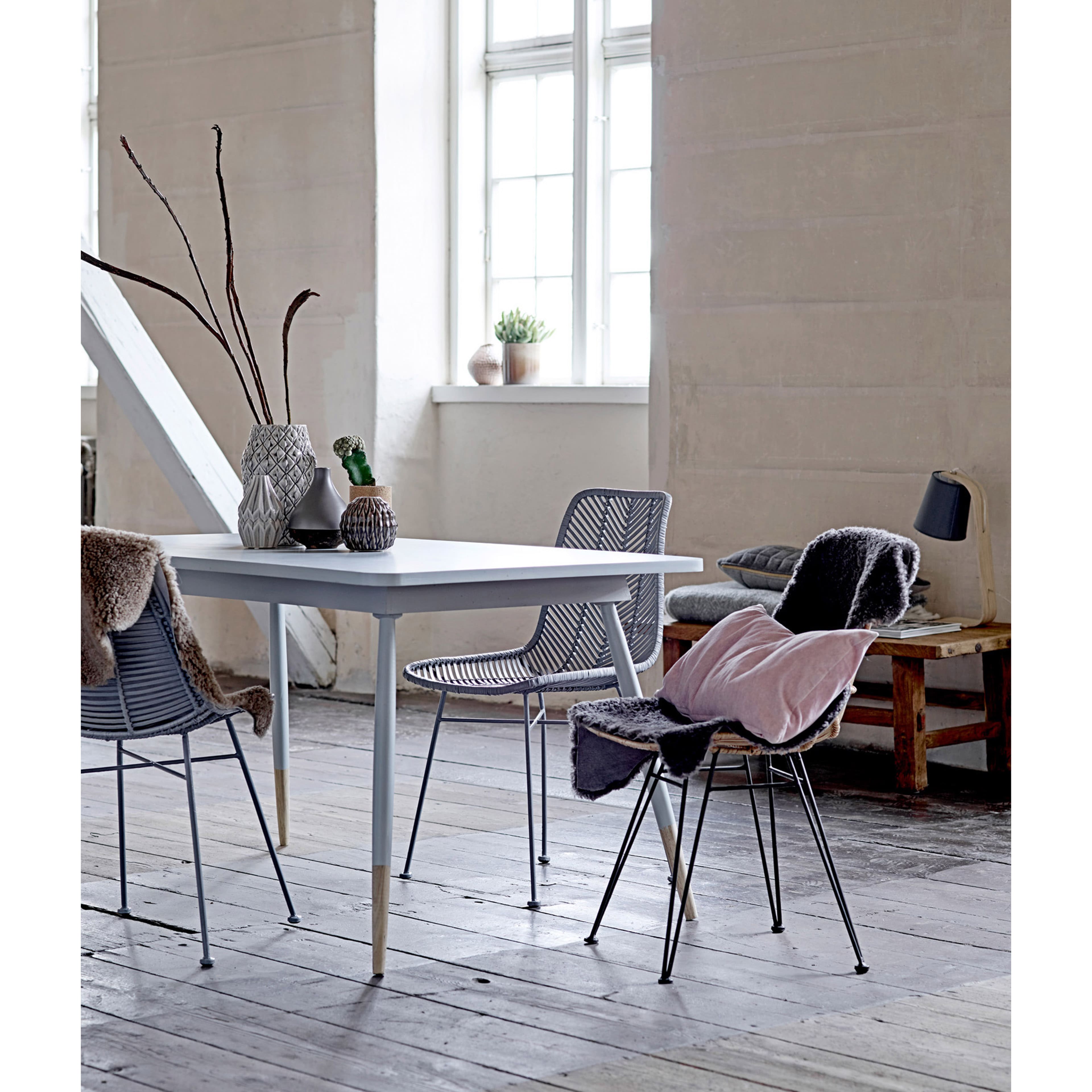 Hello Honey® Natural & Black Boho Rattan & Metal Dining Chair