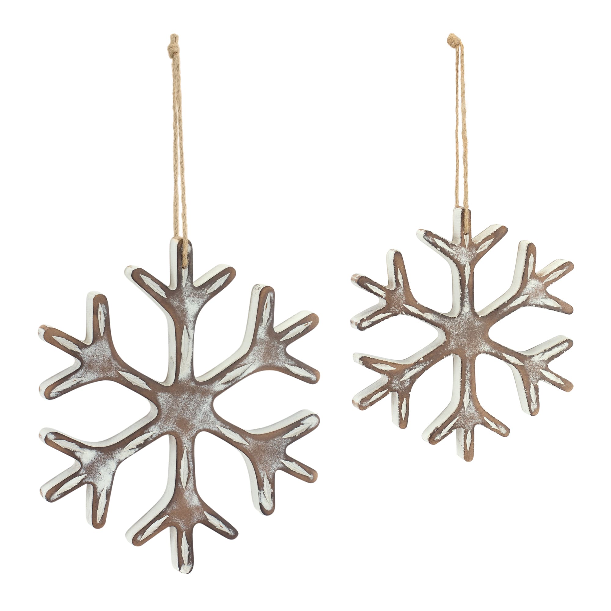 12 Pack Rustic Snowflake Ornaments