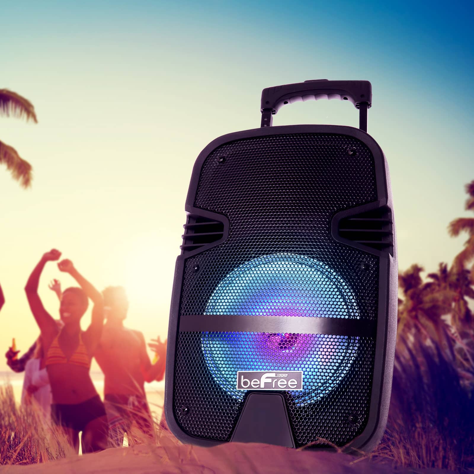 beFree Sound 8" 400 Watt Bluetooth Portable Party PA Speaker System With Illuminating Lights