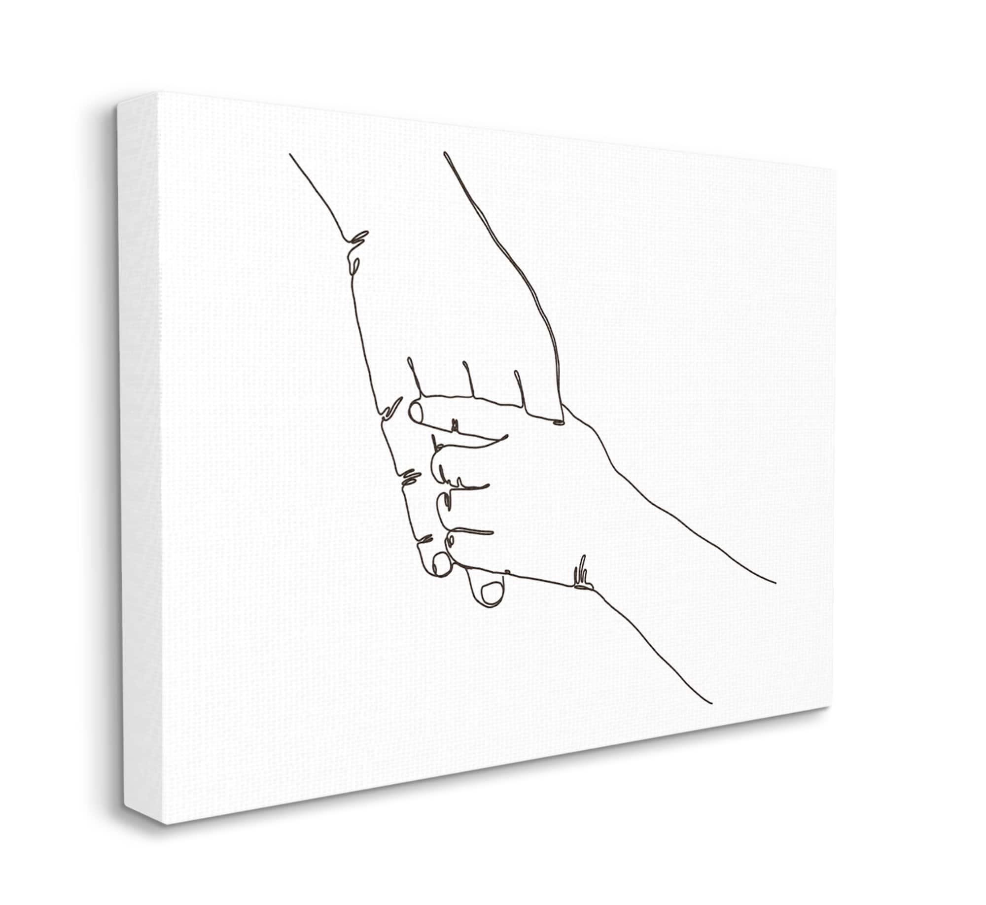 Stupell Industries Family Holding Hands Pose Minimal Linework Canvas Wall Art