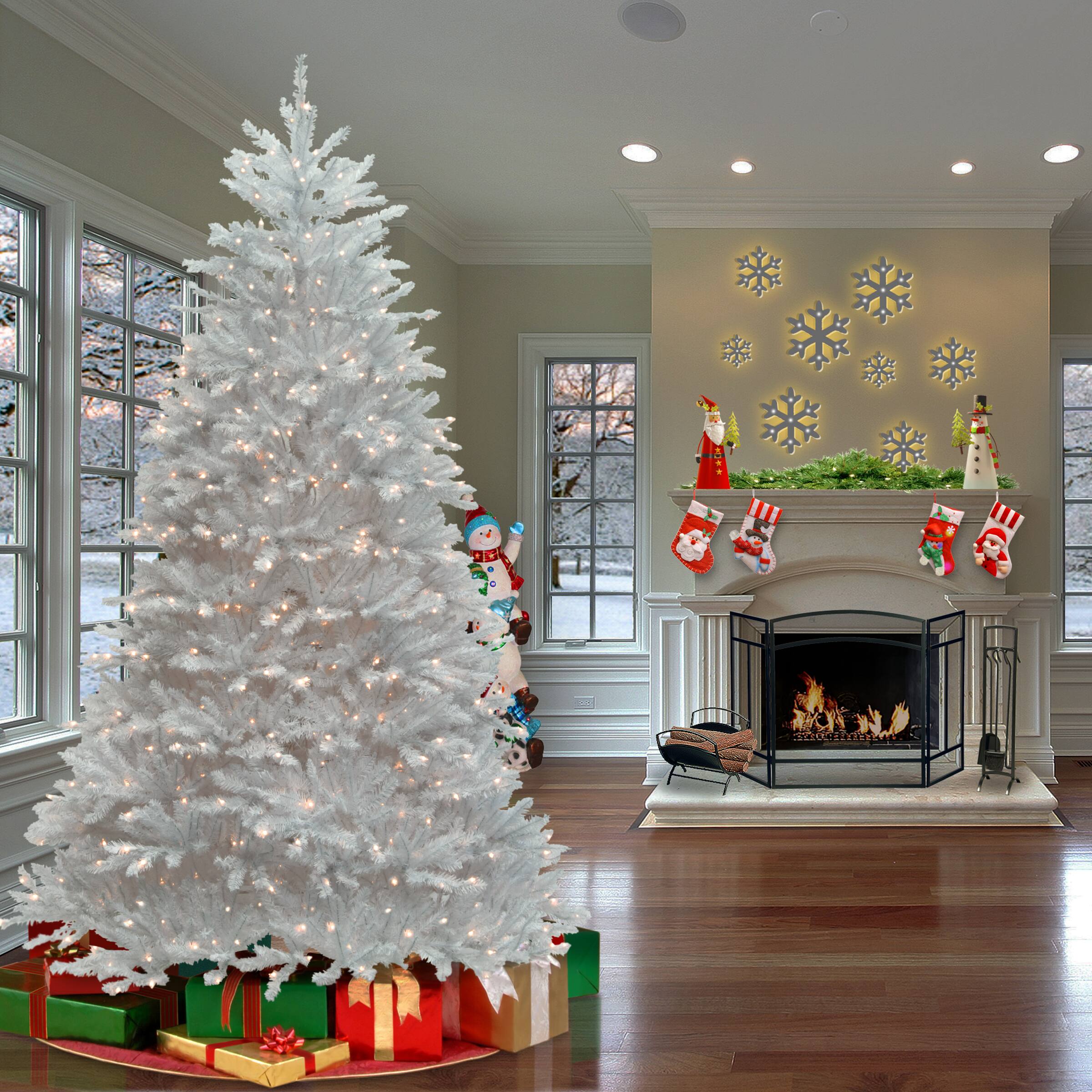 9ft. Pre-Lit Dunhill&#xAE; White Fir Artificial Christmas Tree, Clear Lights