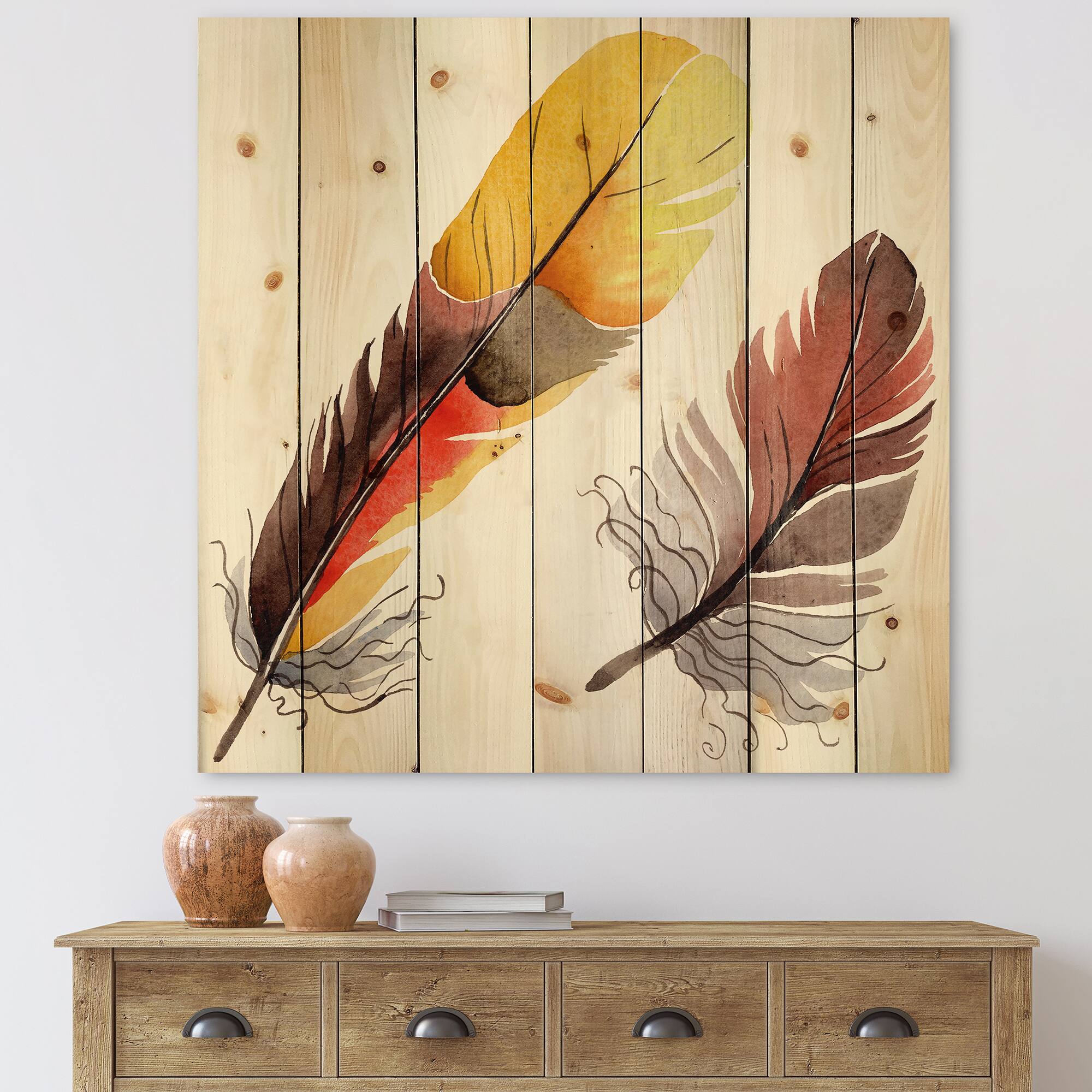 Designart - Colourful Boho Feathers IV