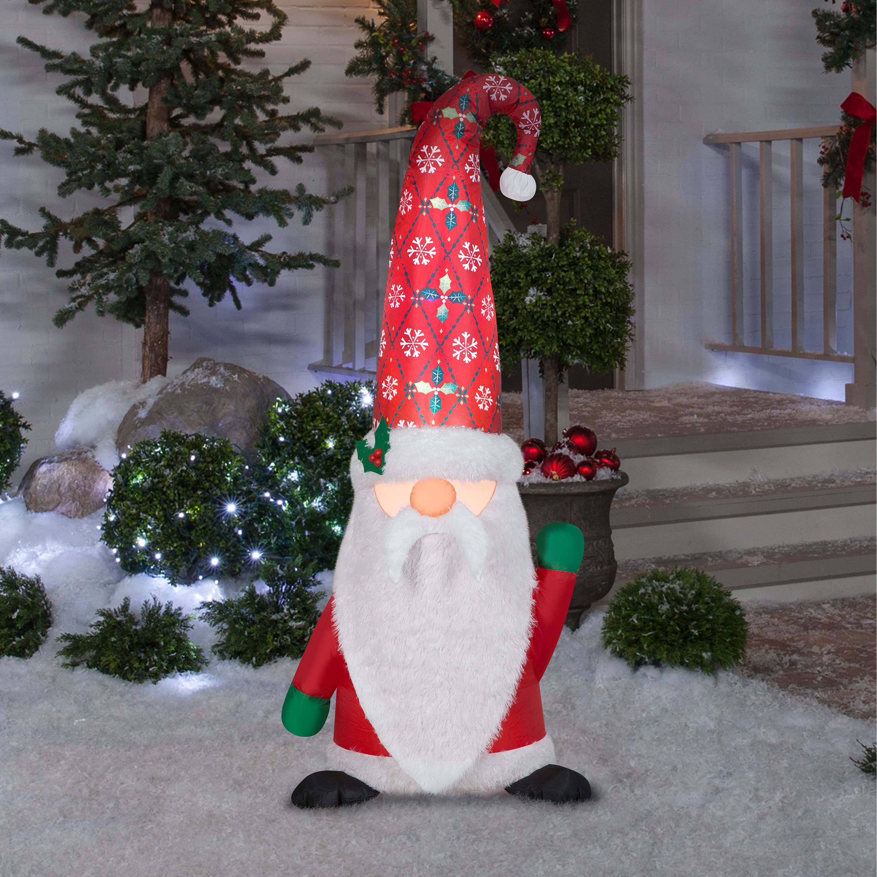 5ft. Airblown® Inflatable Christmas Gnome with Damask Cap