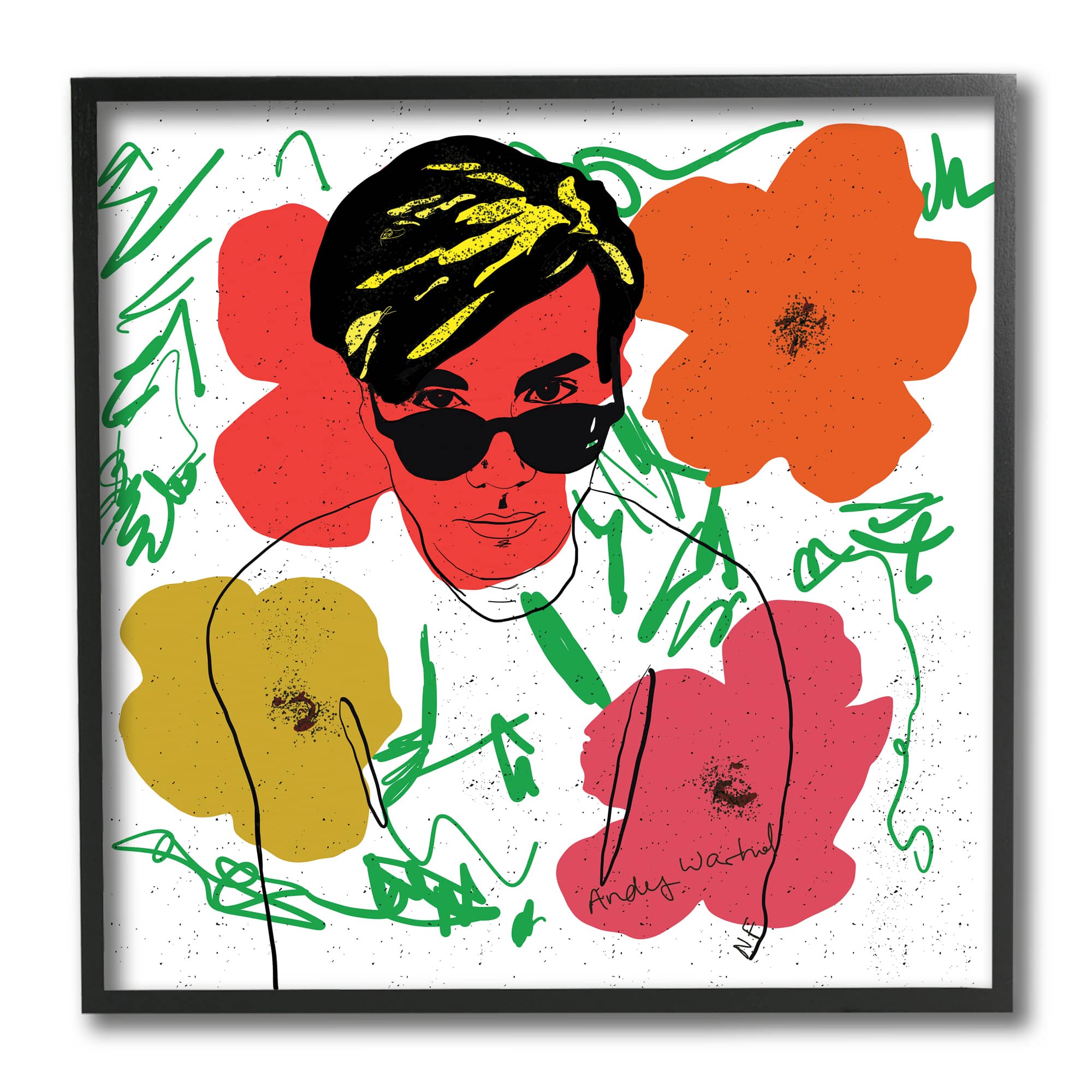 Stupell Industries Andy In Glasses Expressive Artist Abstract Flowers, 12" x 12"