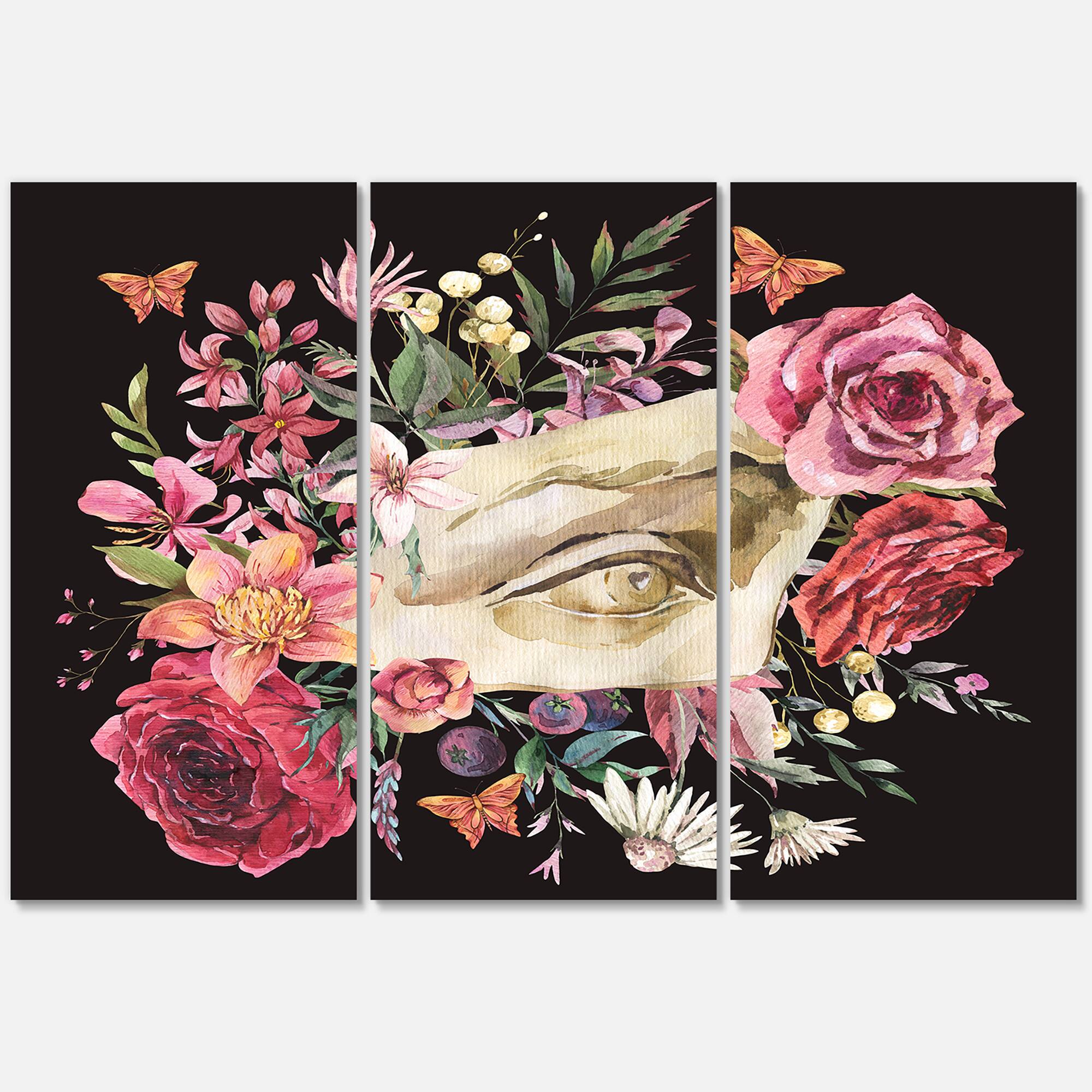 Designart - Greek Sculpture David Eye With Dried Wildflowers