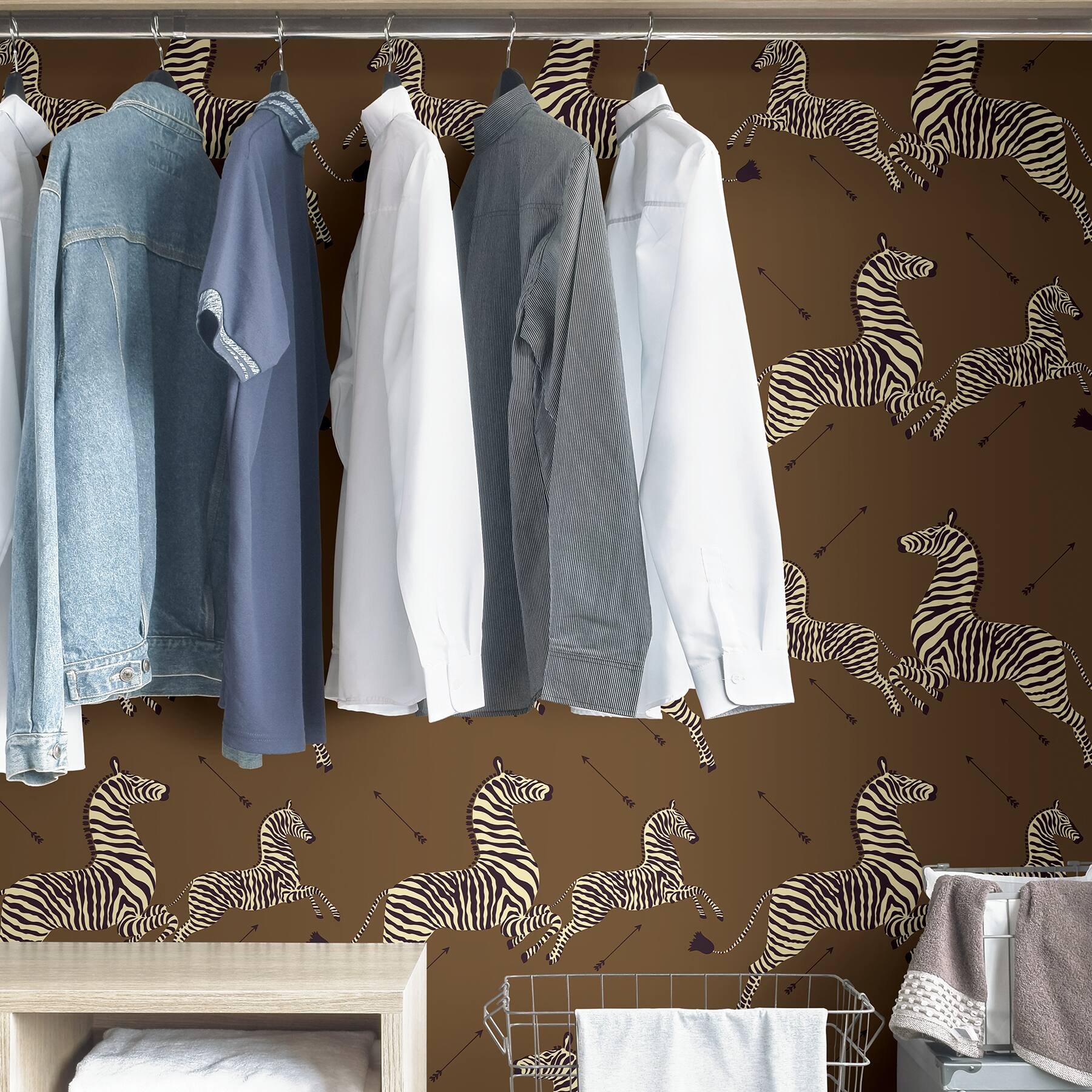 Scalamandre Brown Zebra Safari Peel & Stick Wallpaper