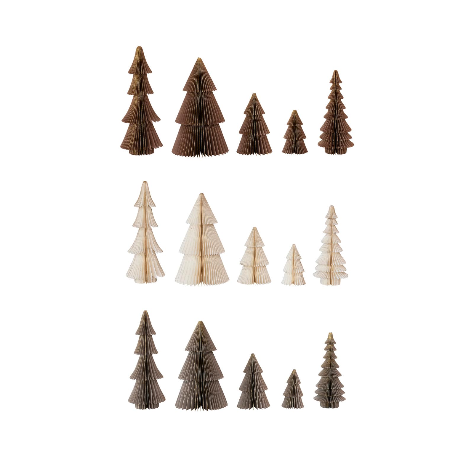 Hello Honey® Brown, Gray & Cream Paper Folding Honeycomb Tree Set with Gold Glitter