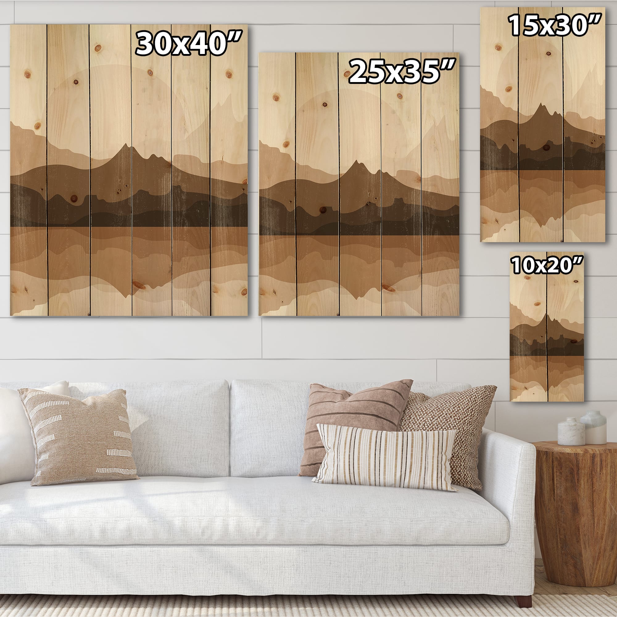 Designart - Minimalist Terracotta Landscape - Modern Print on Natural Pine Wood