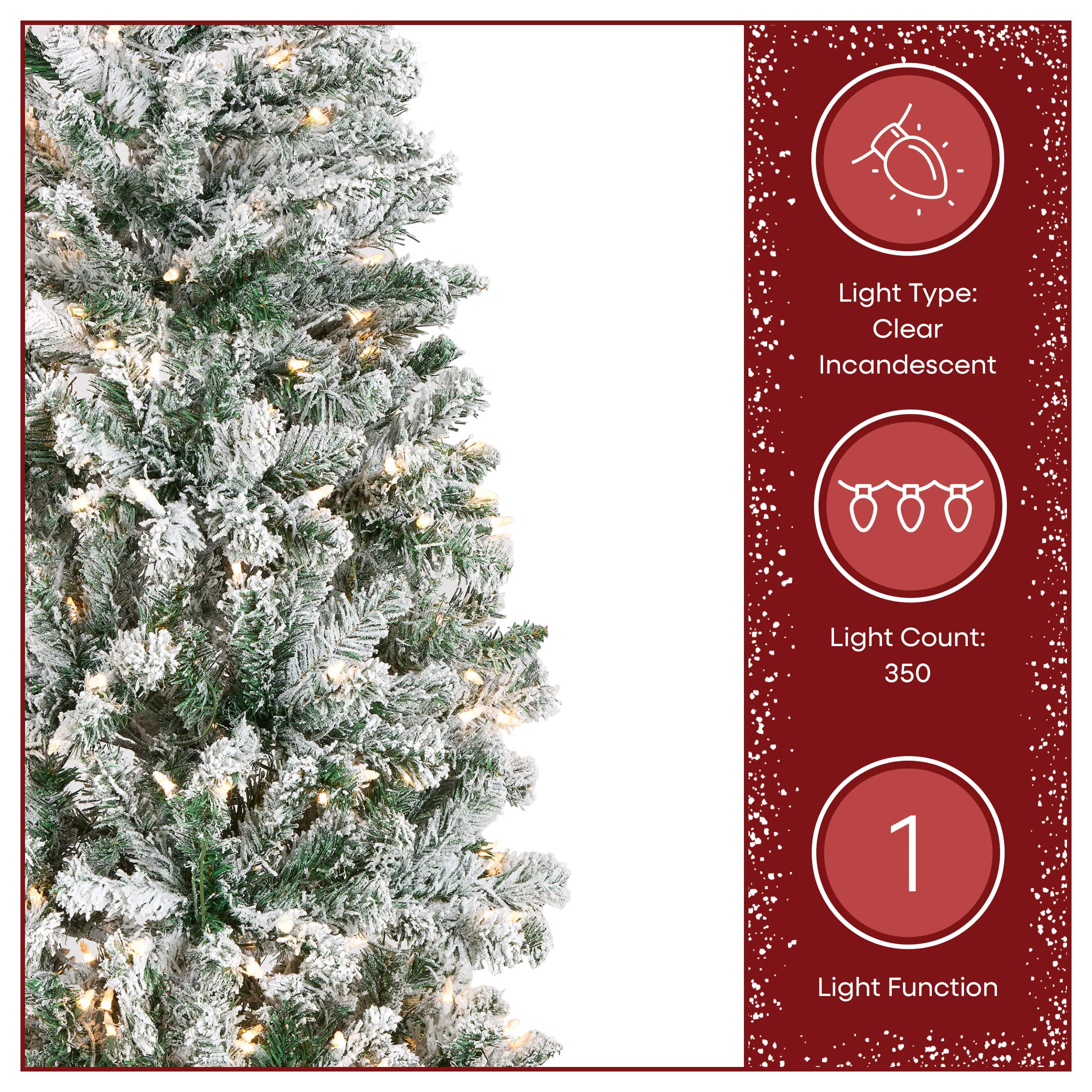 7.5ft. Pre-Lit Acacia Pencil Slim Flocked Artificial Christmas Tree, Clear Lights