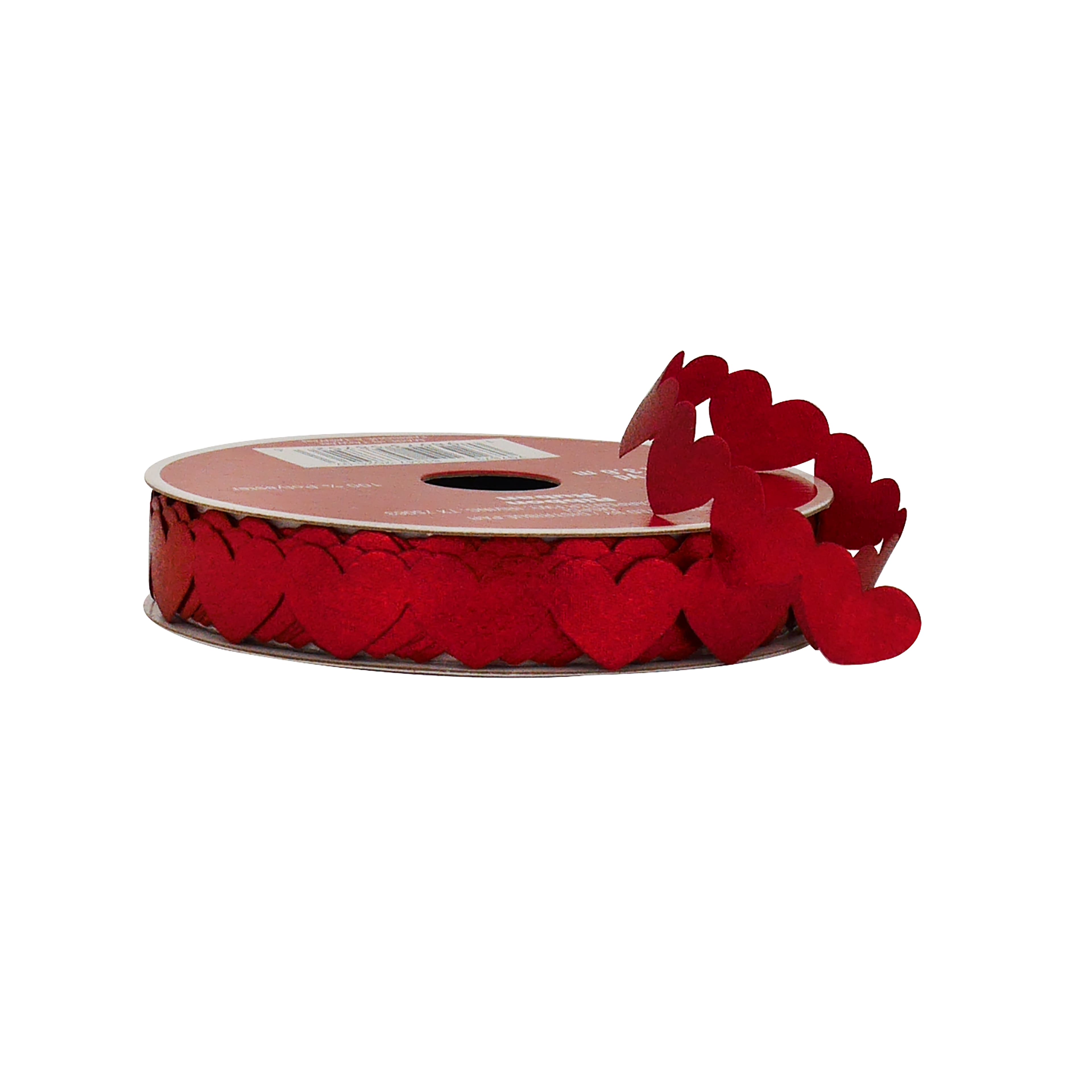 5/8" x 12ft. Red Die Cut Hearts Satin Ribbon by Celebrate It®