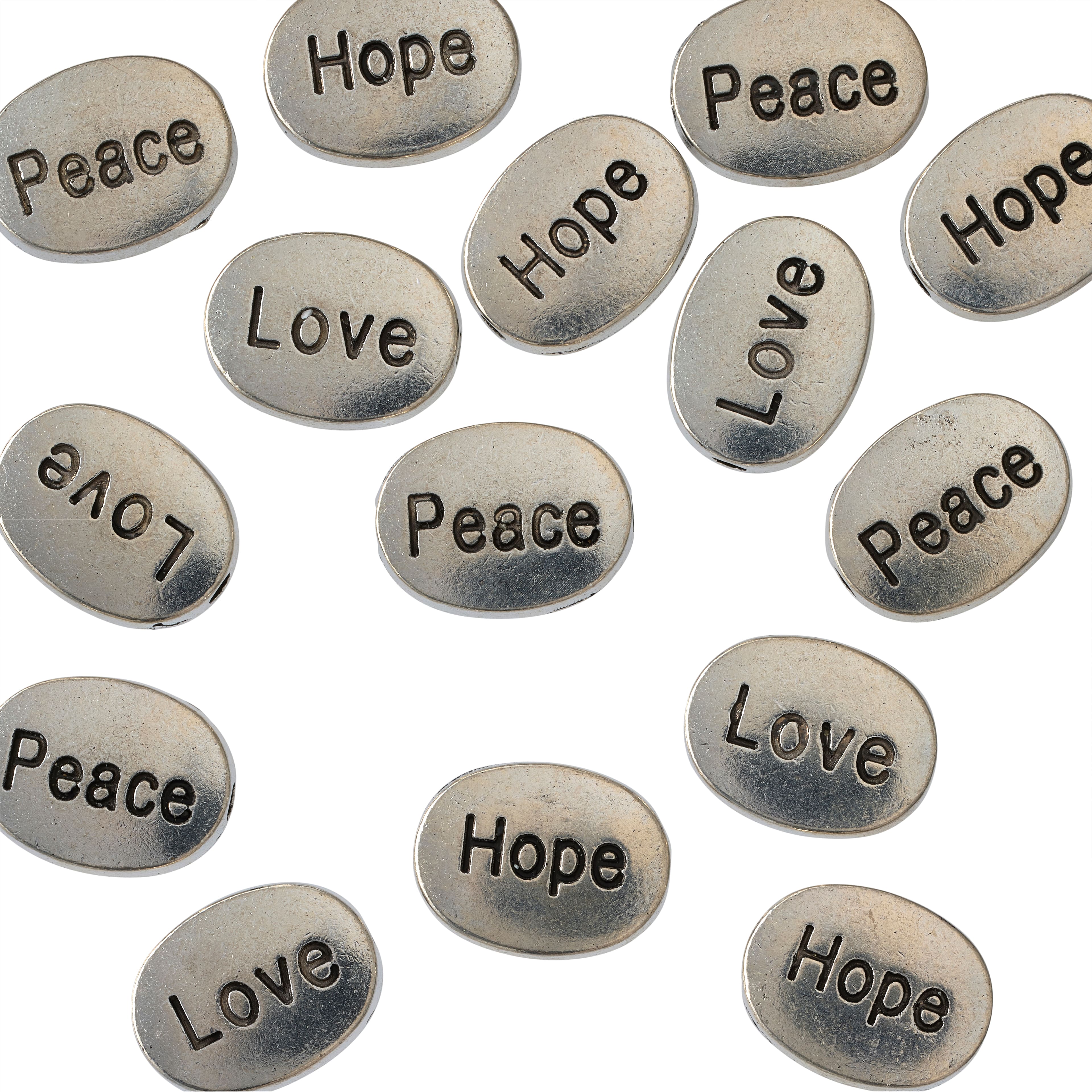12 Packs: 15 ct. (180 total) Silver Metal Word Beads, 18mm by Bead Landing&#x2122;
