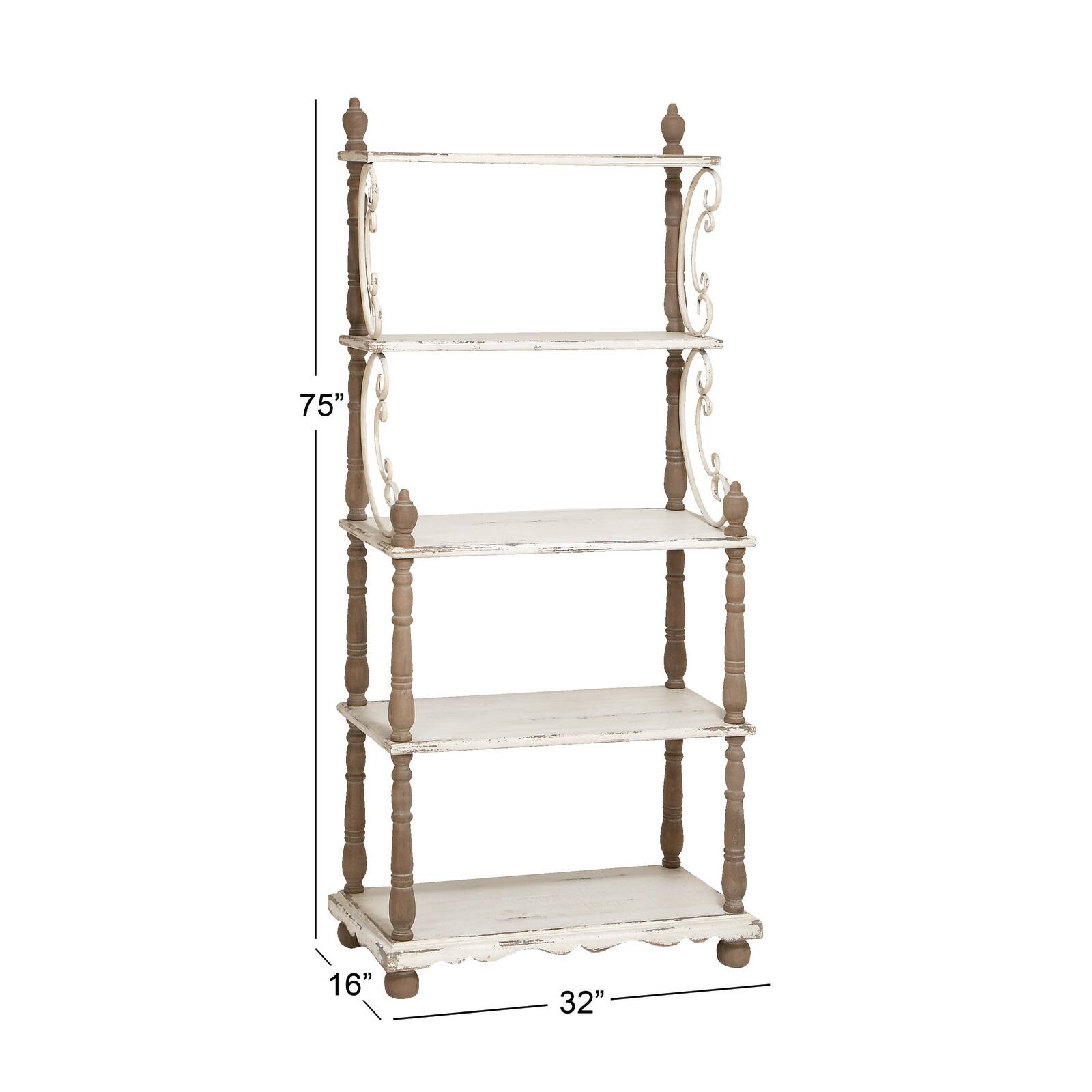 White Wood Farmhouse Shelving Unit