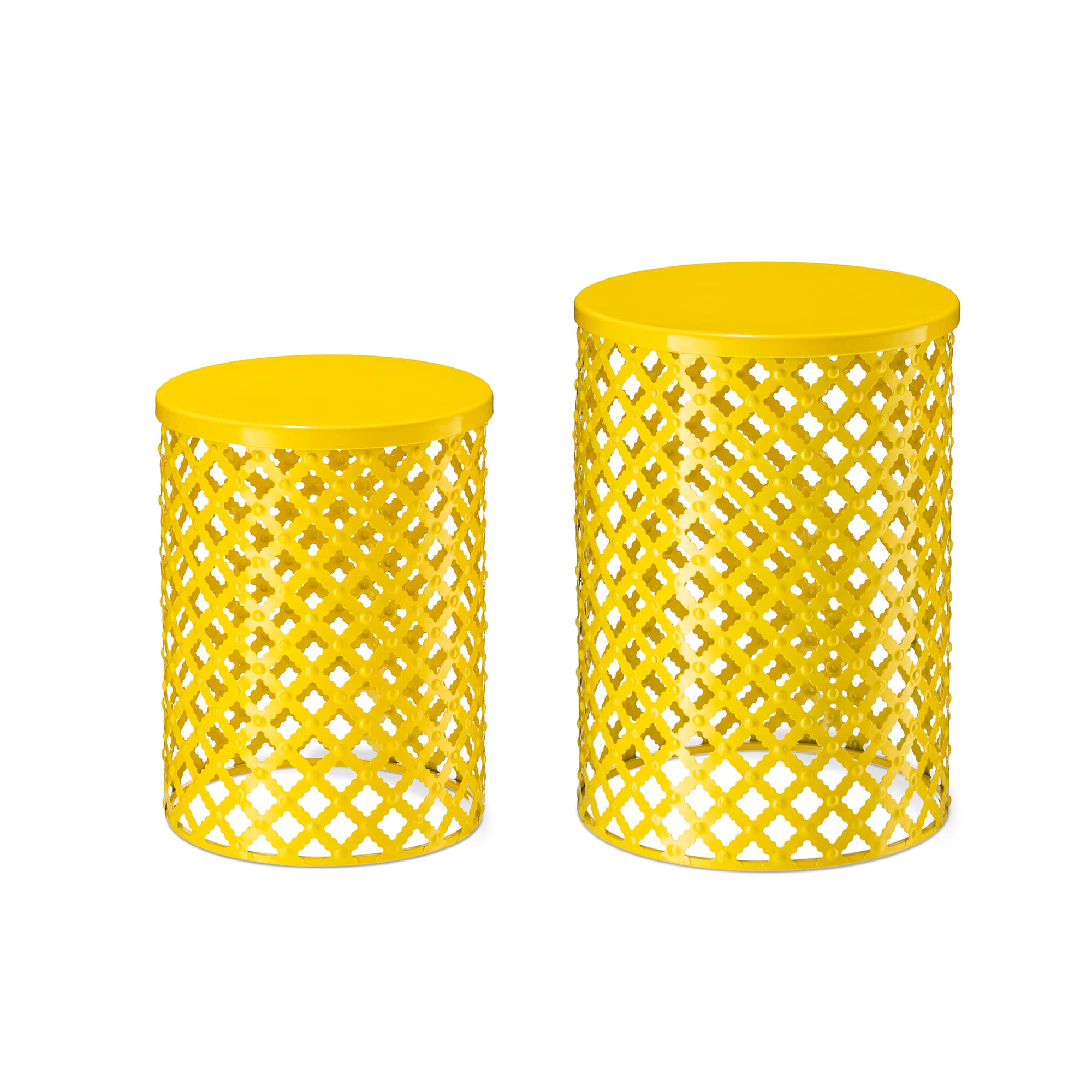 Glitzhome&#xAE; Multi-Functional Metal Yellow Garden Stool Set