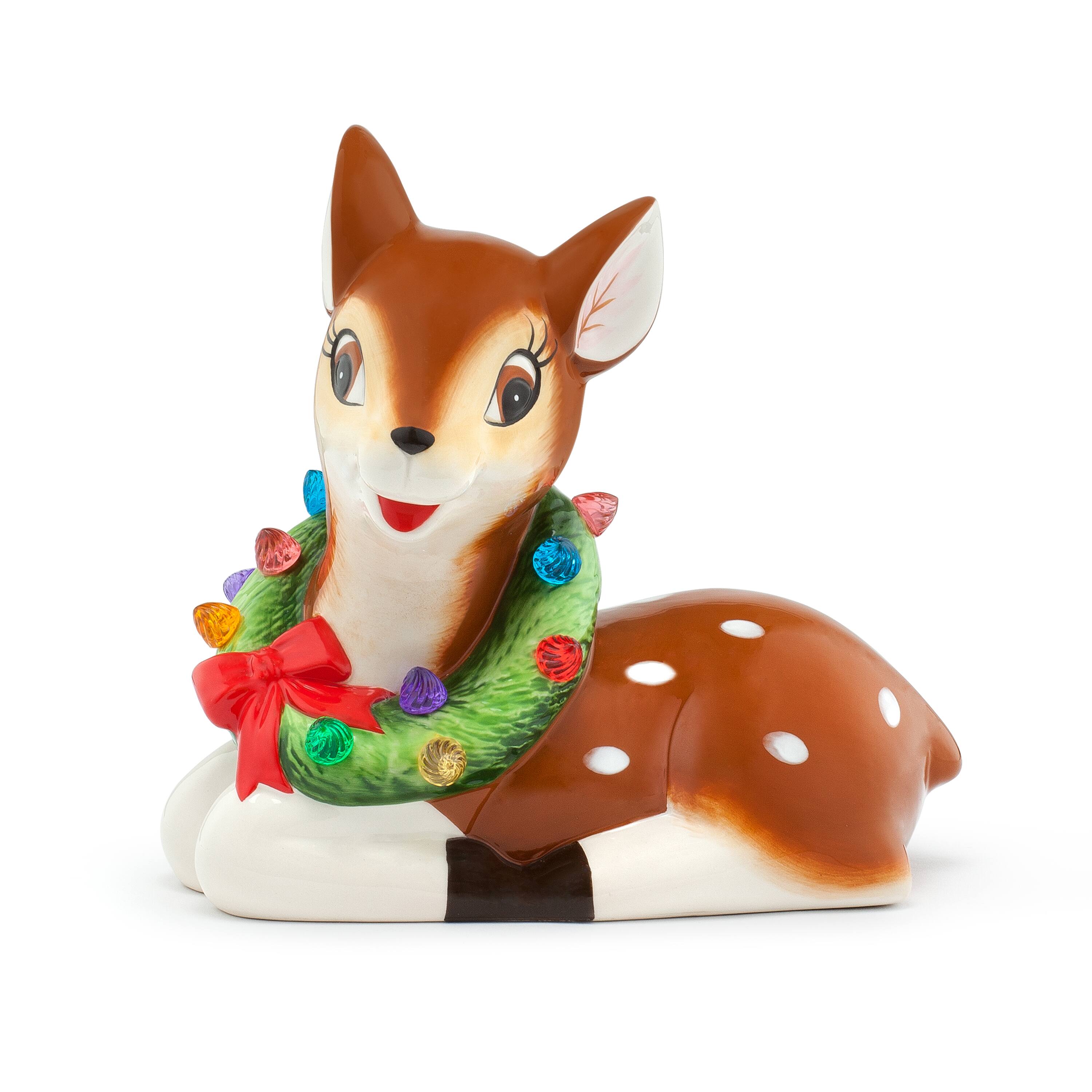 10.5&#x22; Reindeer Lit Nostalgic Ceramic Figure