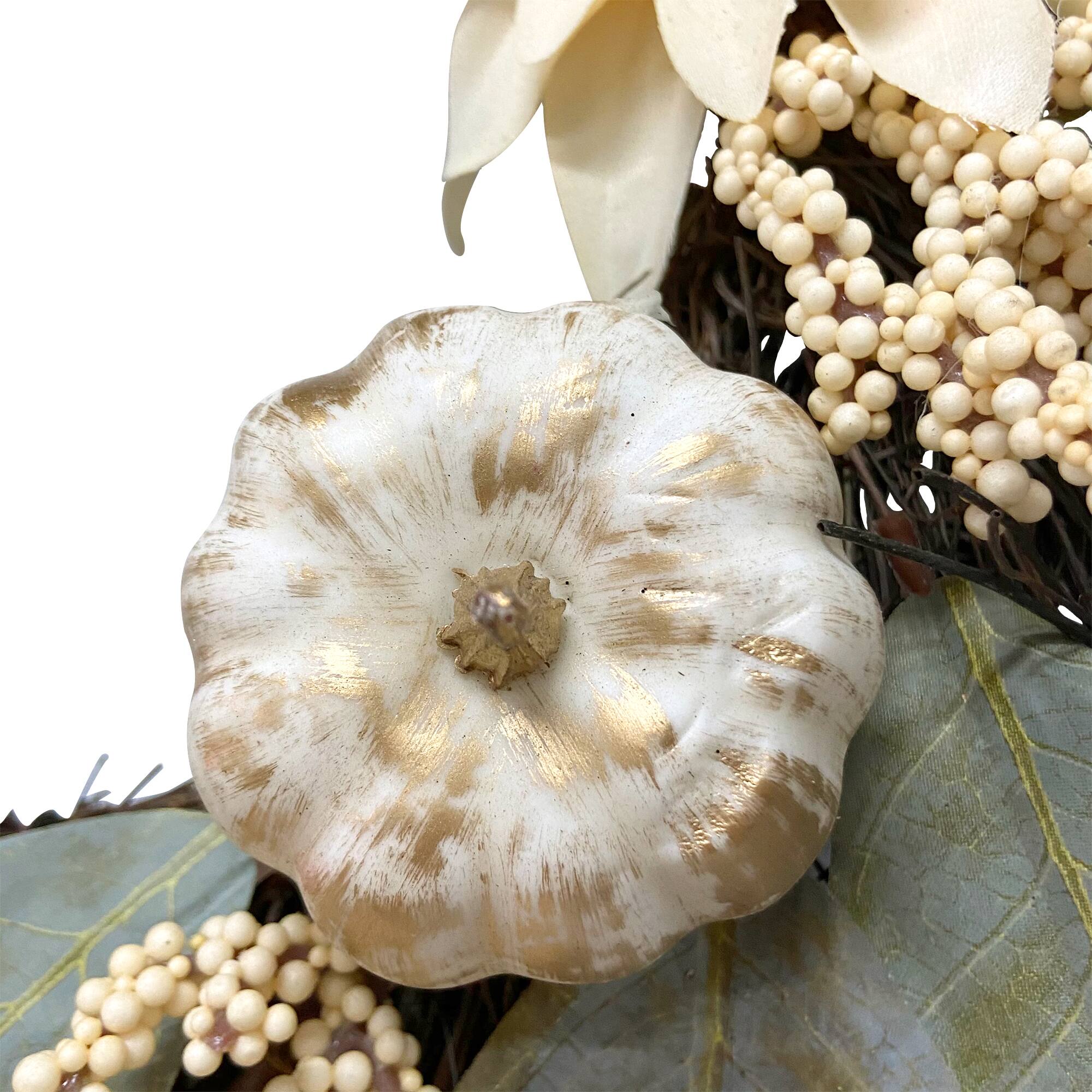 22" Dahlia & Pumpkin Fall Floral Wreath