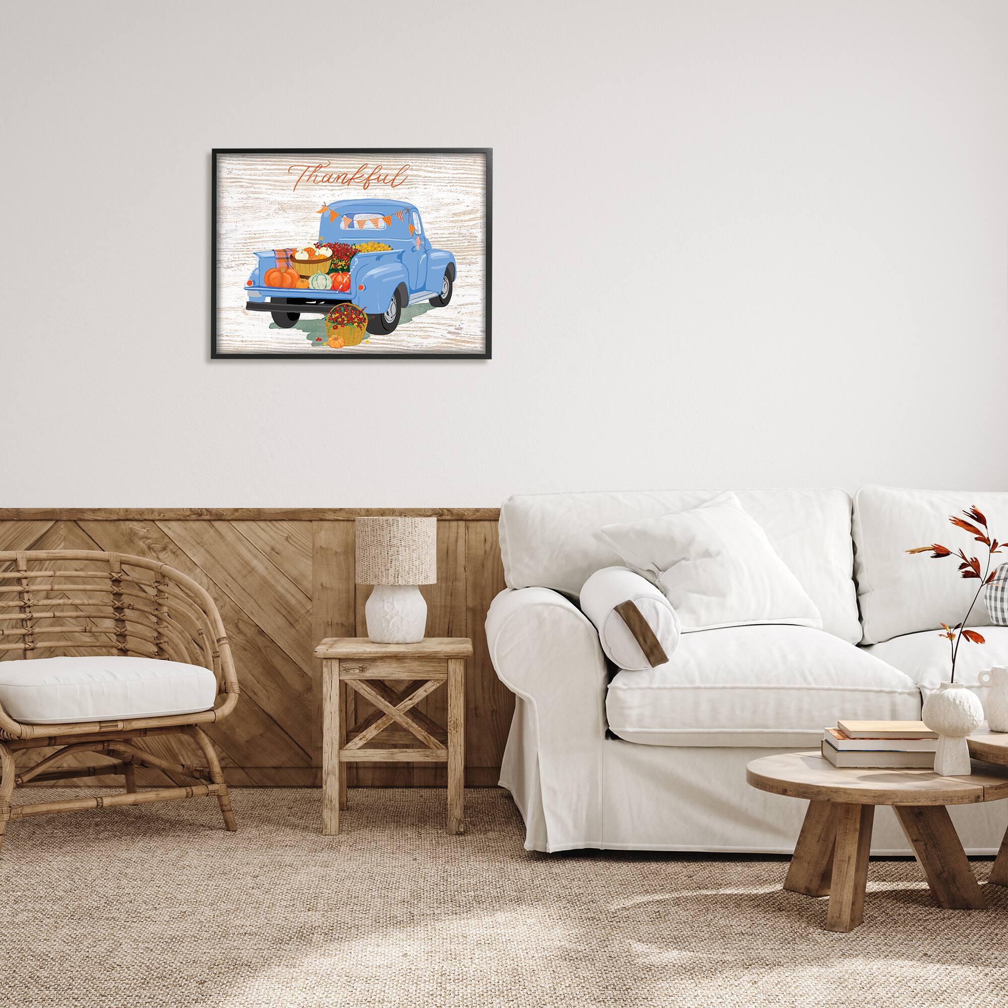 Stupell Industries Thankful Farmhouse Harvest Truckload Framed Giclee Art