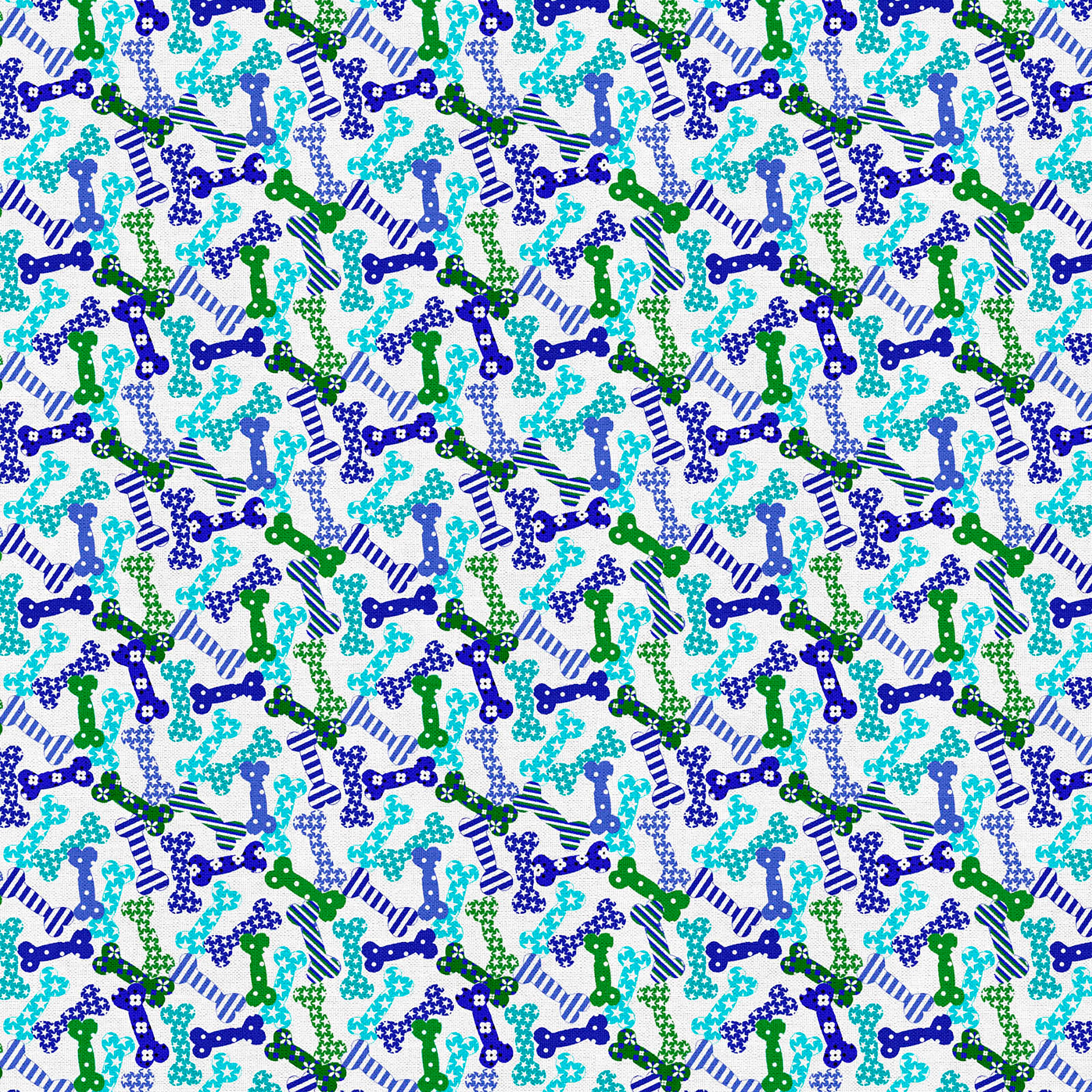 Fabric Editions White Puppy Bones Cotton Fabric