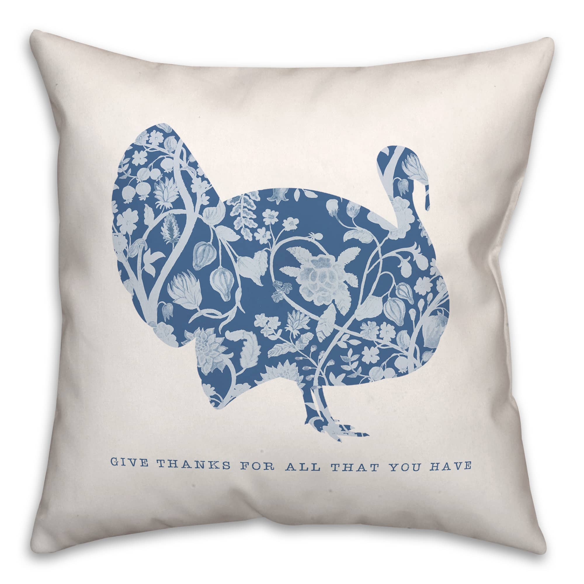 Give Thanks Floral Turkey Pillow