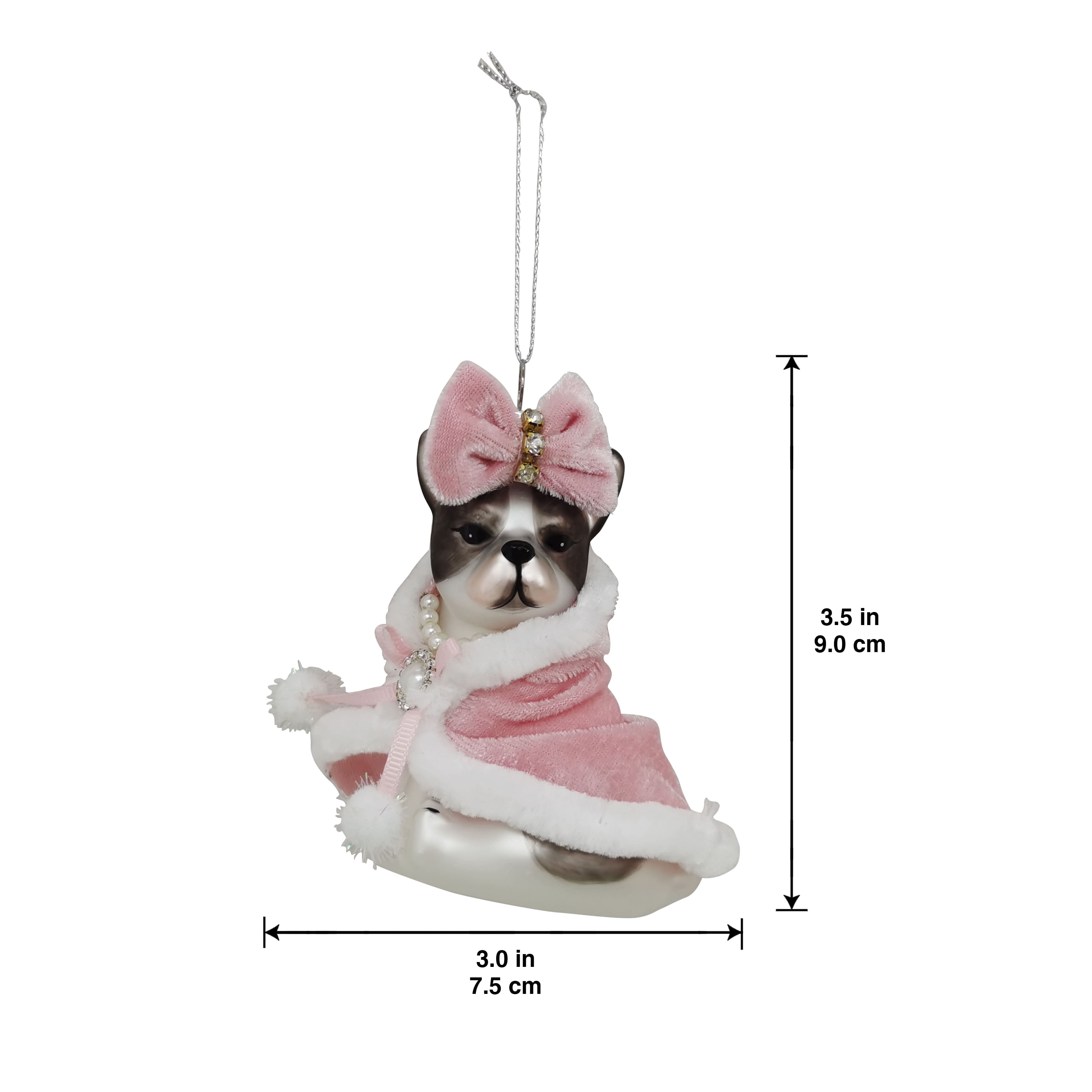 3.5&#x22; Bulldog in Pink Robe Glass Ornament by Ashland&#xAE;