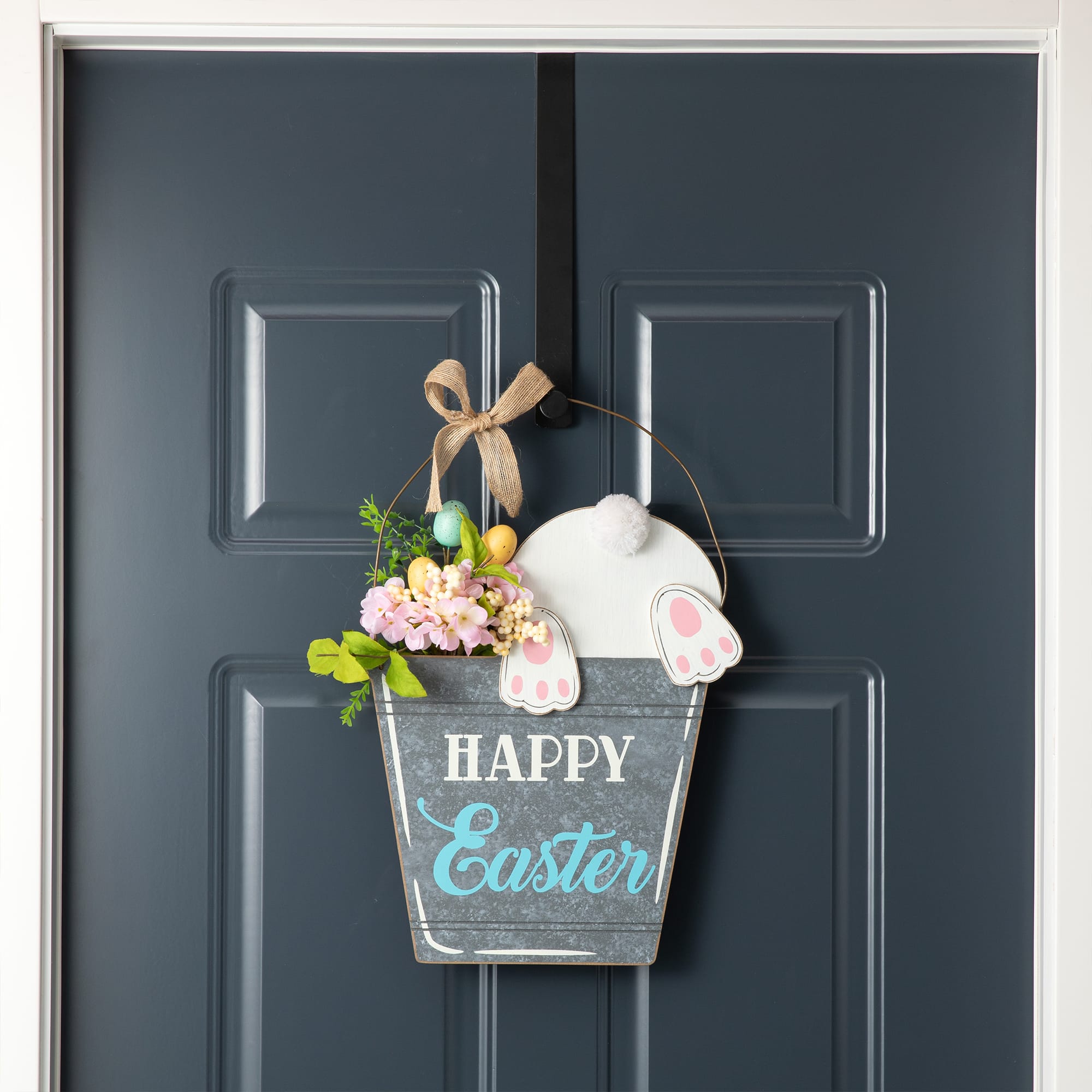 Glitzhome&#xAE; 18&#x22; Easter Wooden Bunny Eggs Wall D&#xE9;cor