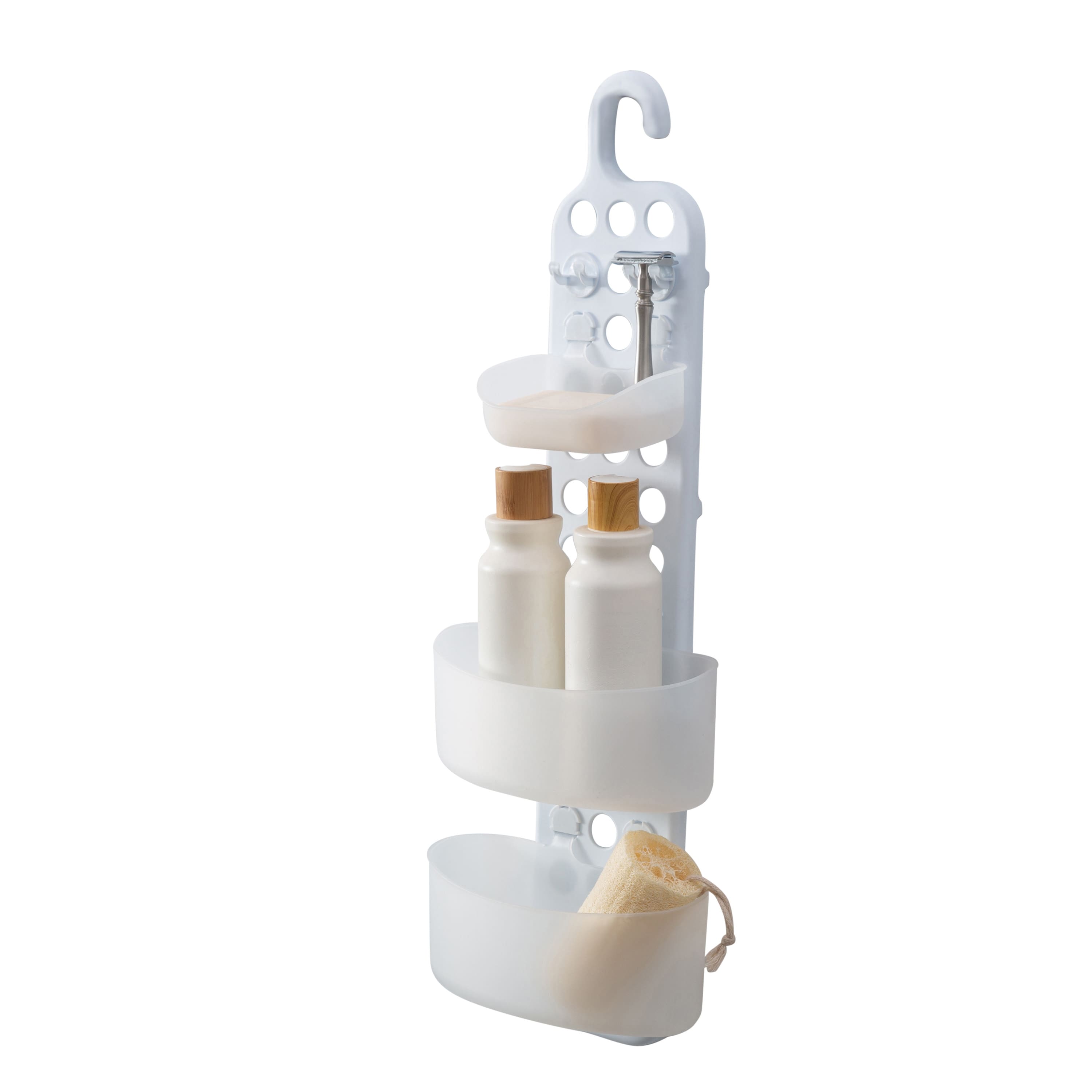 Bath Bliss White 3 Tier Adjustable Shelves Shower Caddy