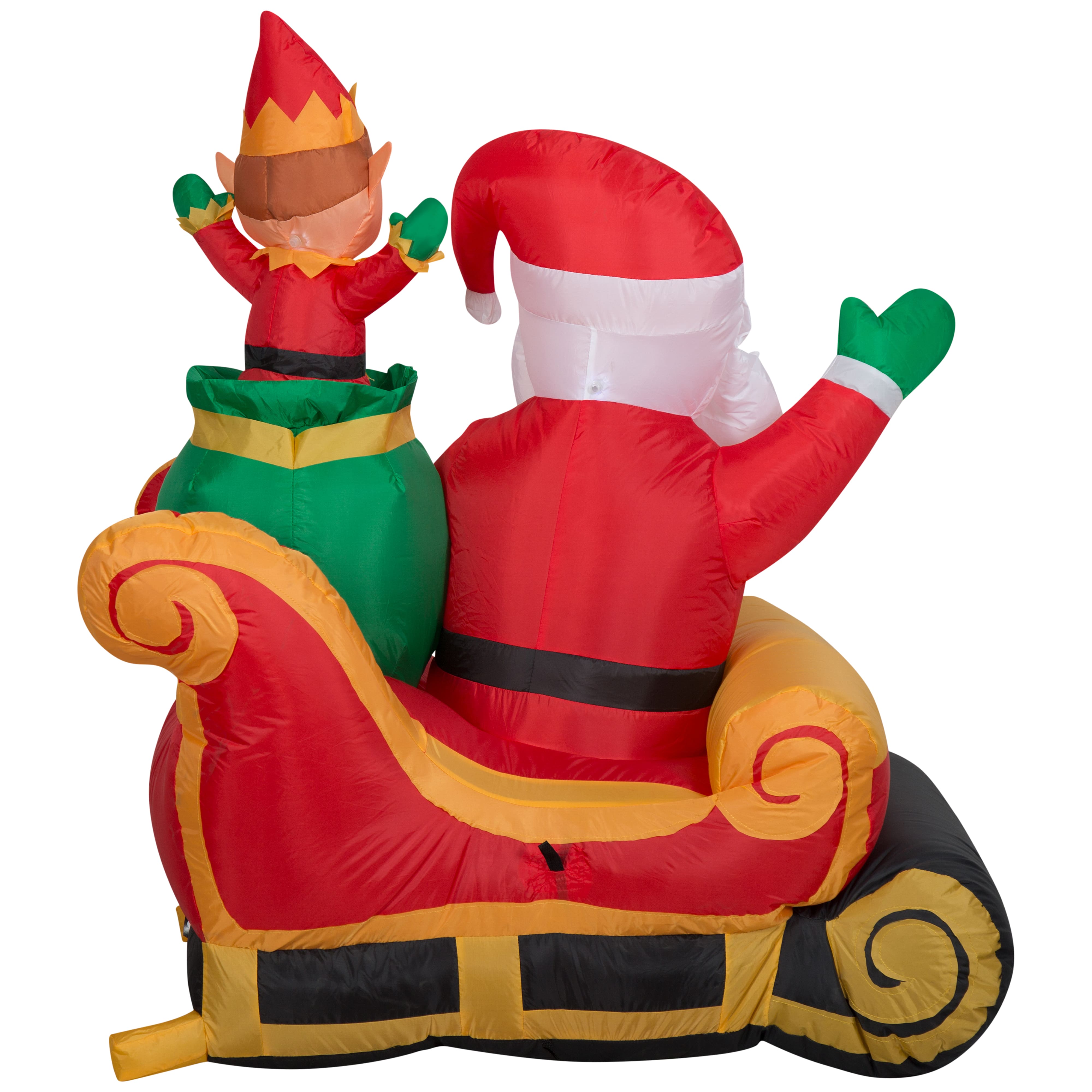 3.5ft. Airblown® Inflatable Santa and Elf in Sleigh | Christmas ...