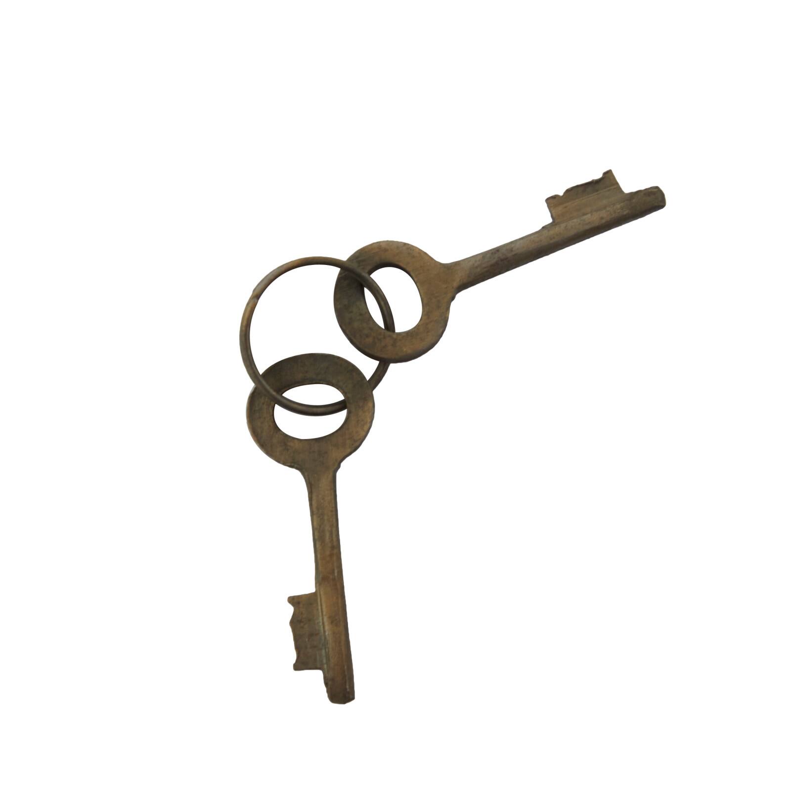 3&#x22; Bronze Metal Studded Lock and Key with Distressed Details