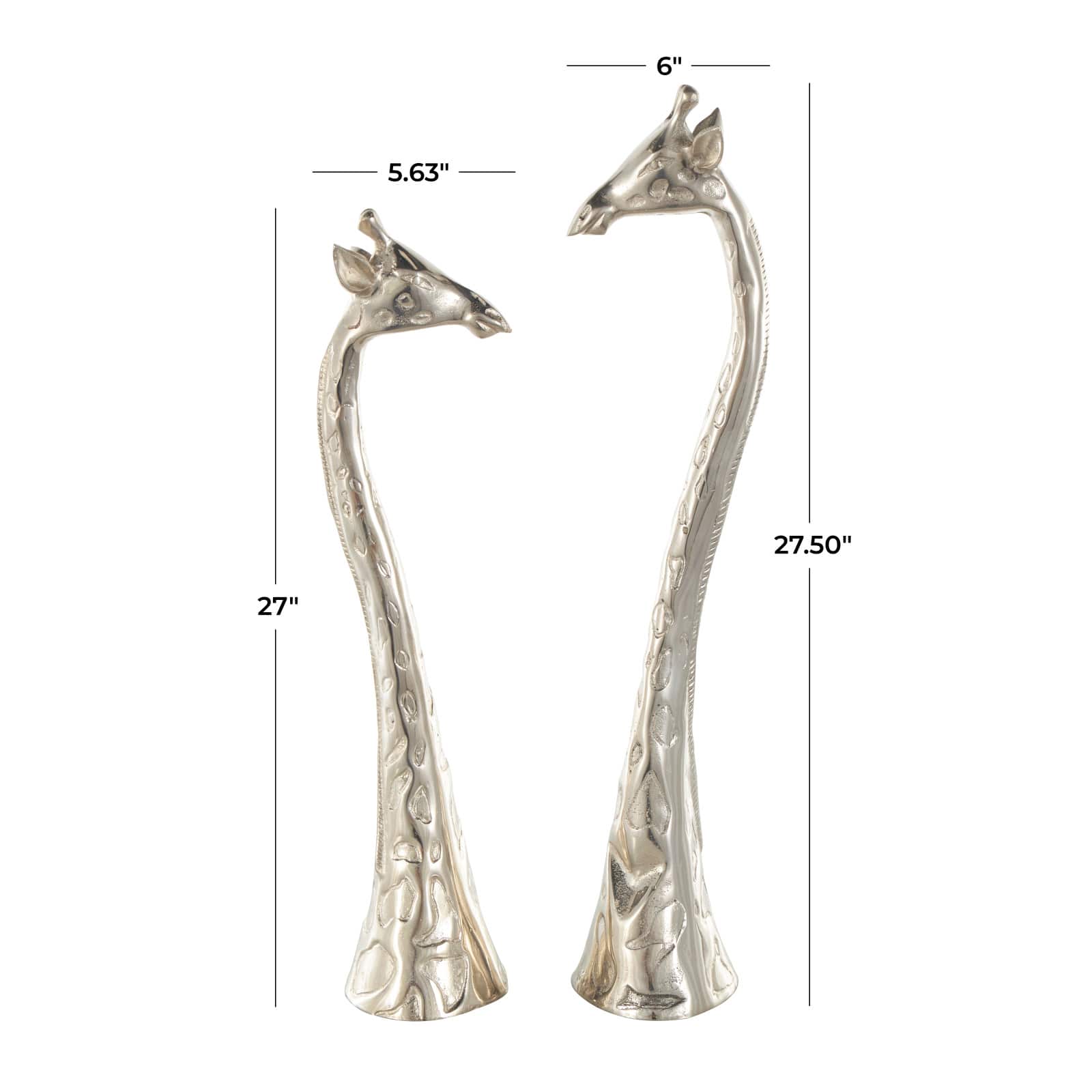 Silver Textured Metal Giraffe Sculpture Set