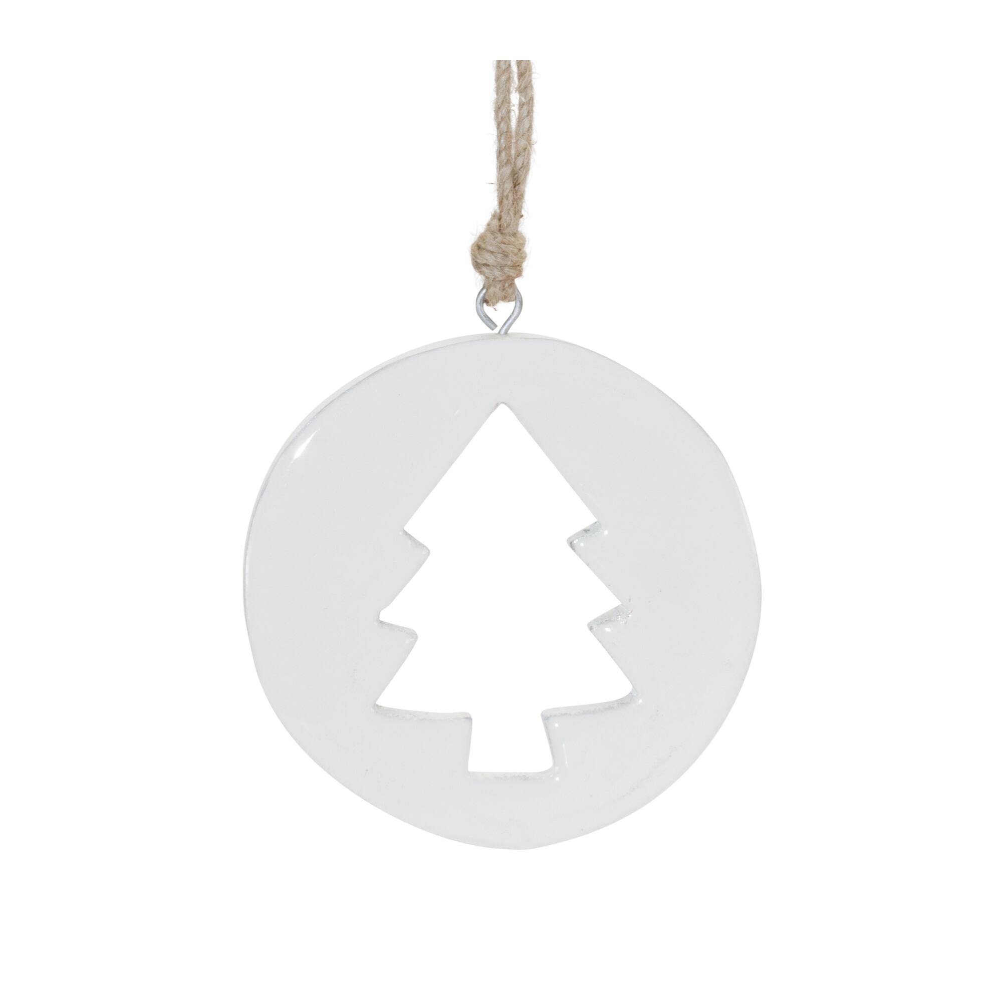 White Wood Pine Tree Cut-Out Ornaments Set