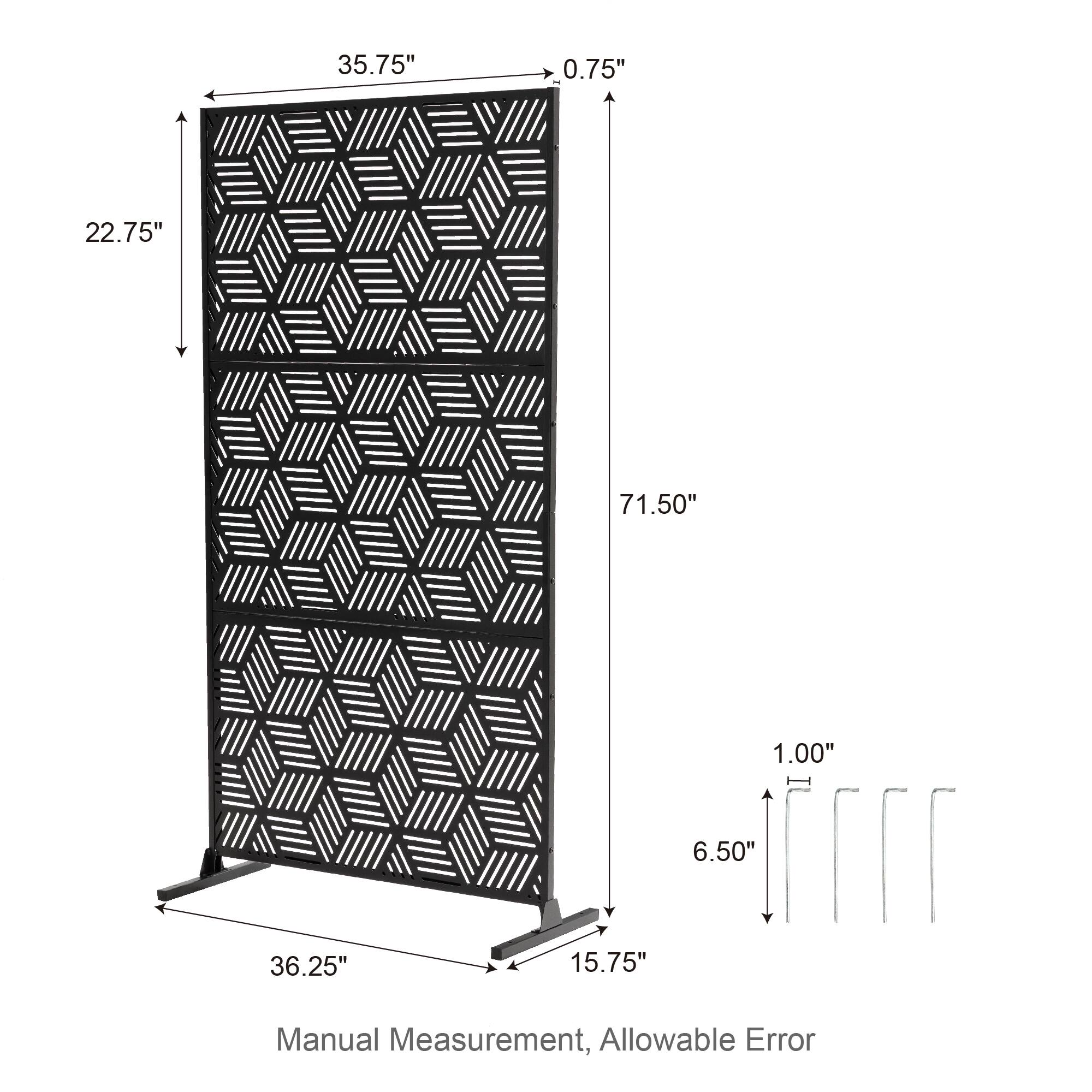 Glitzhome&#xAE; 6ft. Black Galvanized Steel Geometric Room Divider