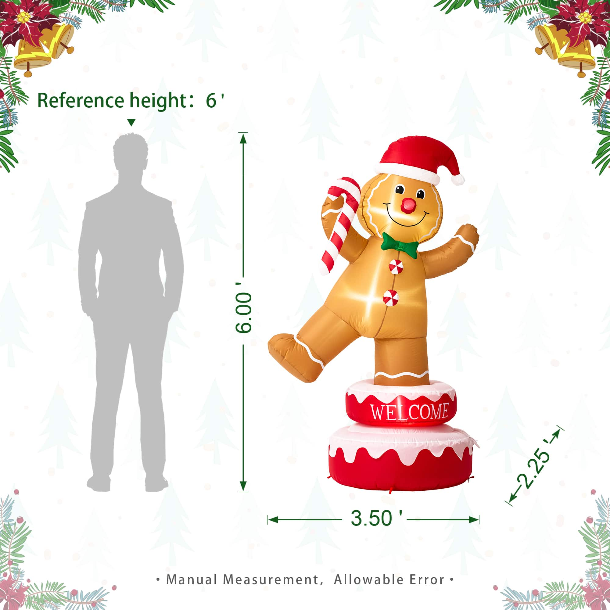 Glitzhome&#xAE; 6ft. Lighted Inflatable Rotating Gingerbread Man D&#xE9;cor